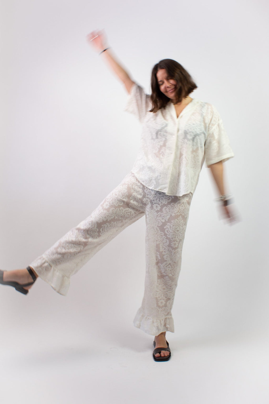 A Bronze Age Lace Romeo Button Down Top
