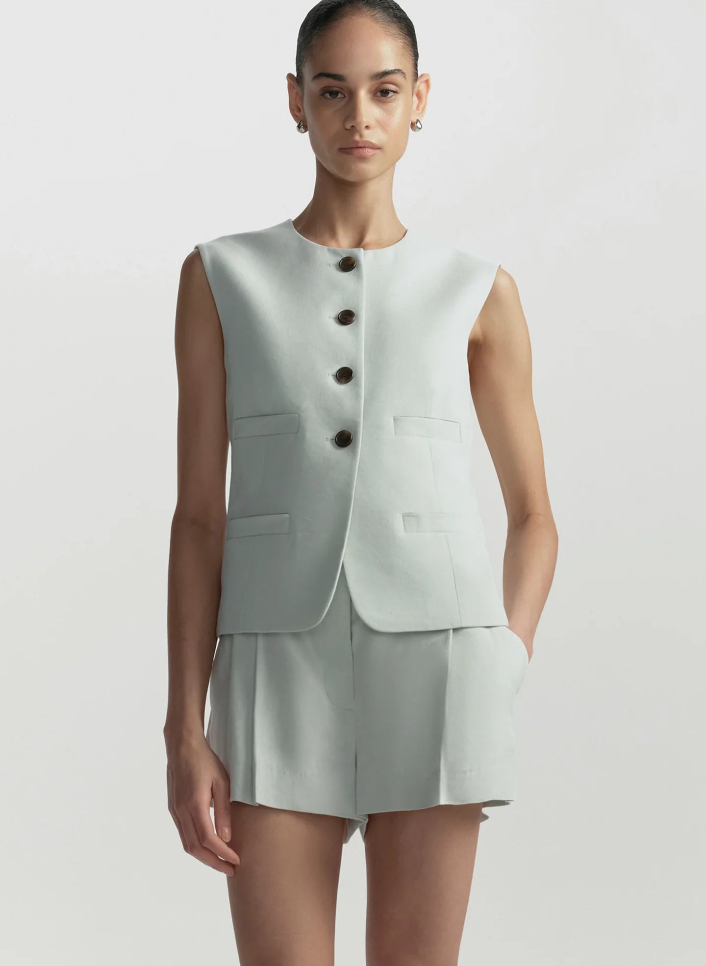 A.L.C. Georgie Linen Vest - Pale Mint