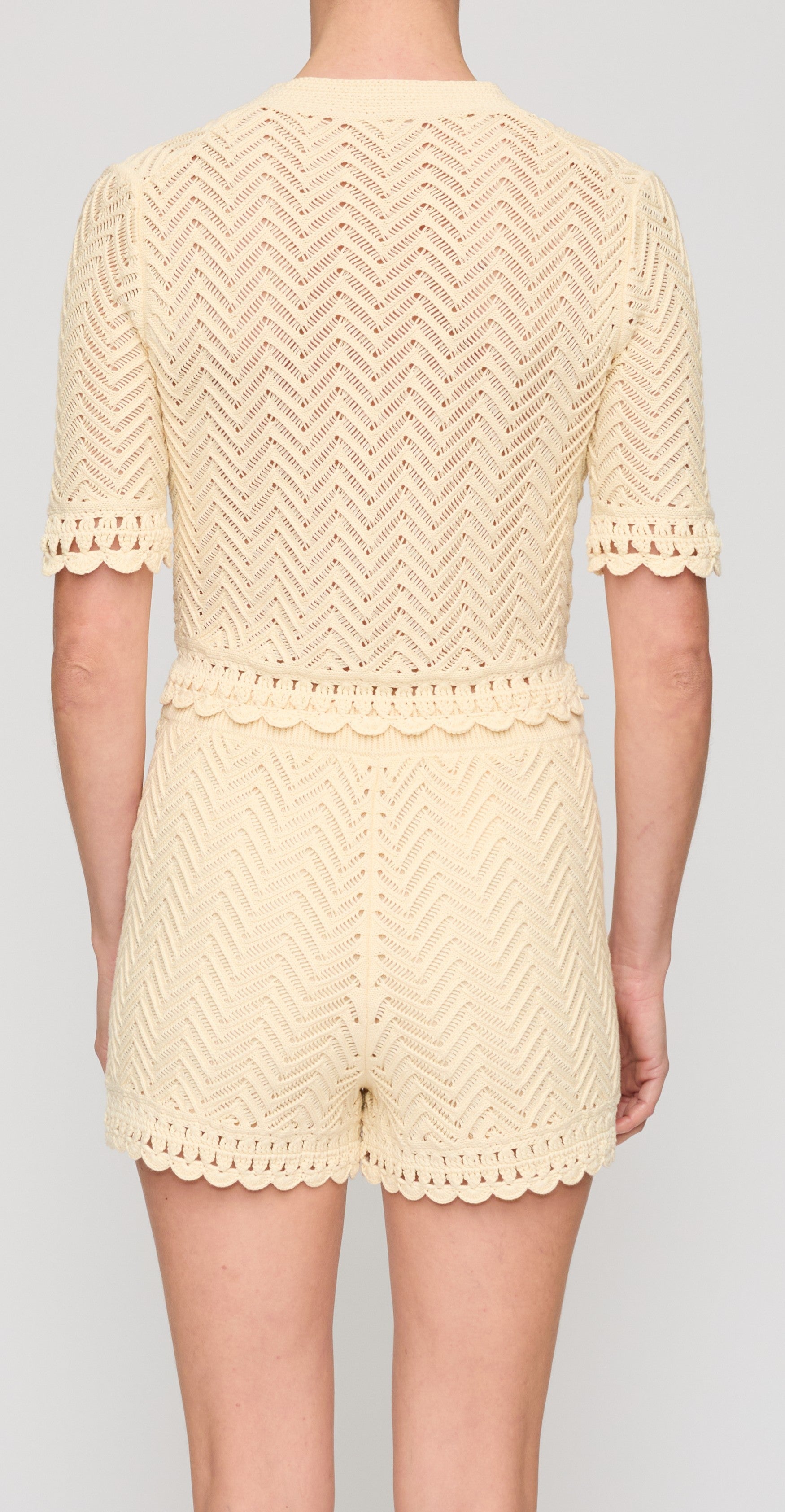 A.L.C. Simon Cotton Crochet Knit Cardigan - Butter