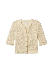 A.L.C. Simon Cotton Crochet Knit Cardigan - Butter