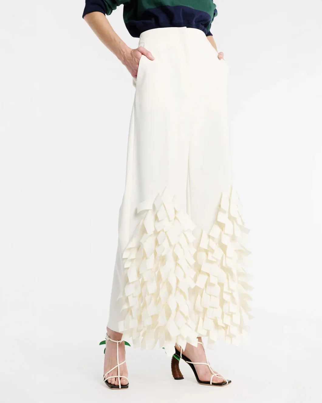 A.W.A.K.E. MODE Culottes with Rectangle Detail - White