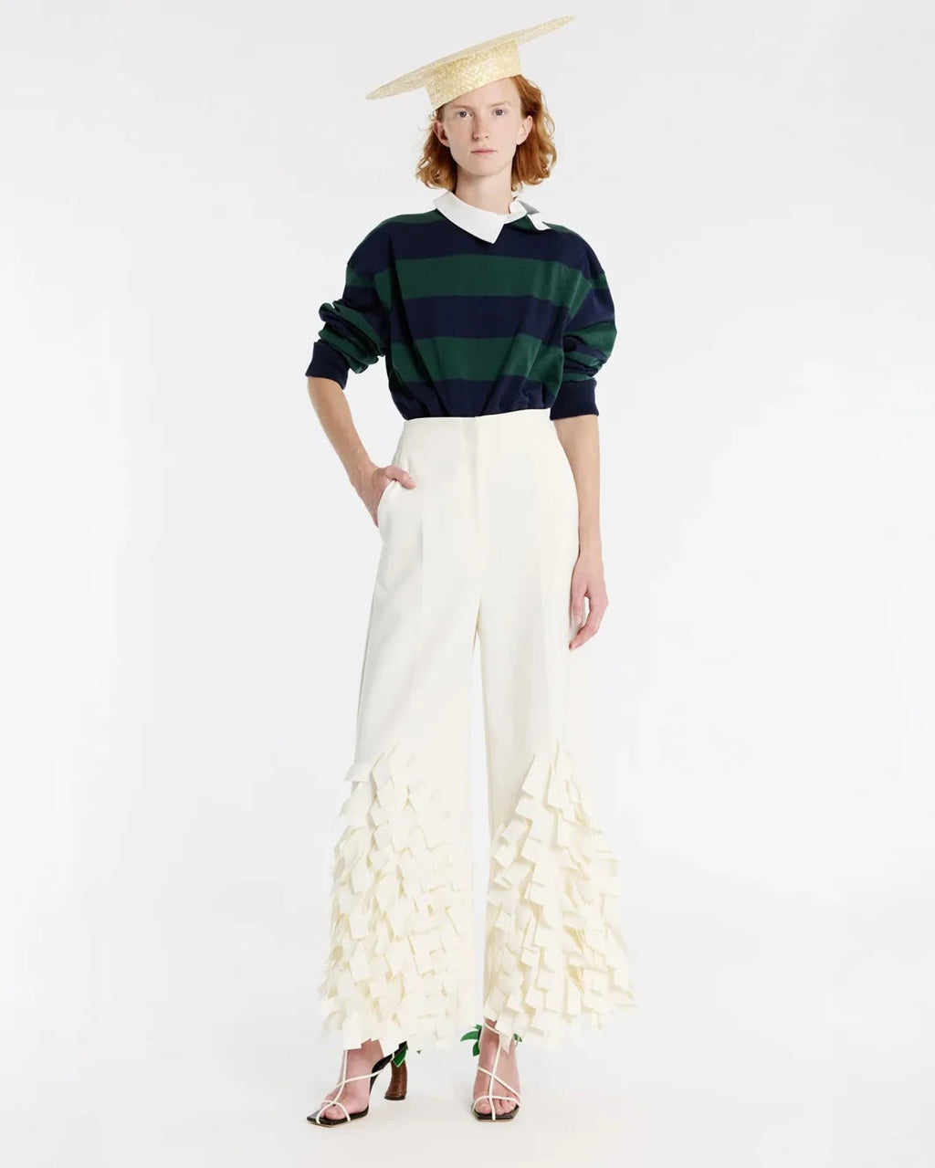 A.W.A.K.E. MODE Culottes with Rectangle Detail - White