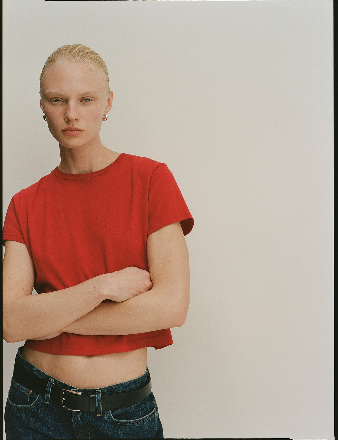 AGOLDE Adine Shrunken Tee - Tomato