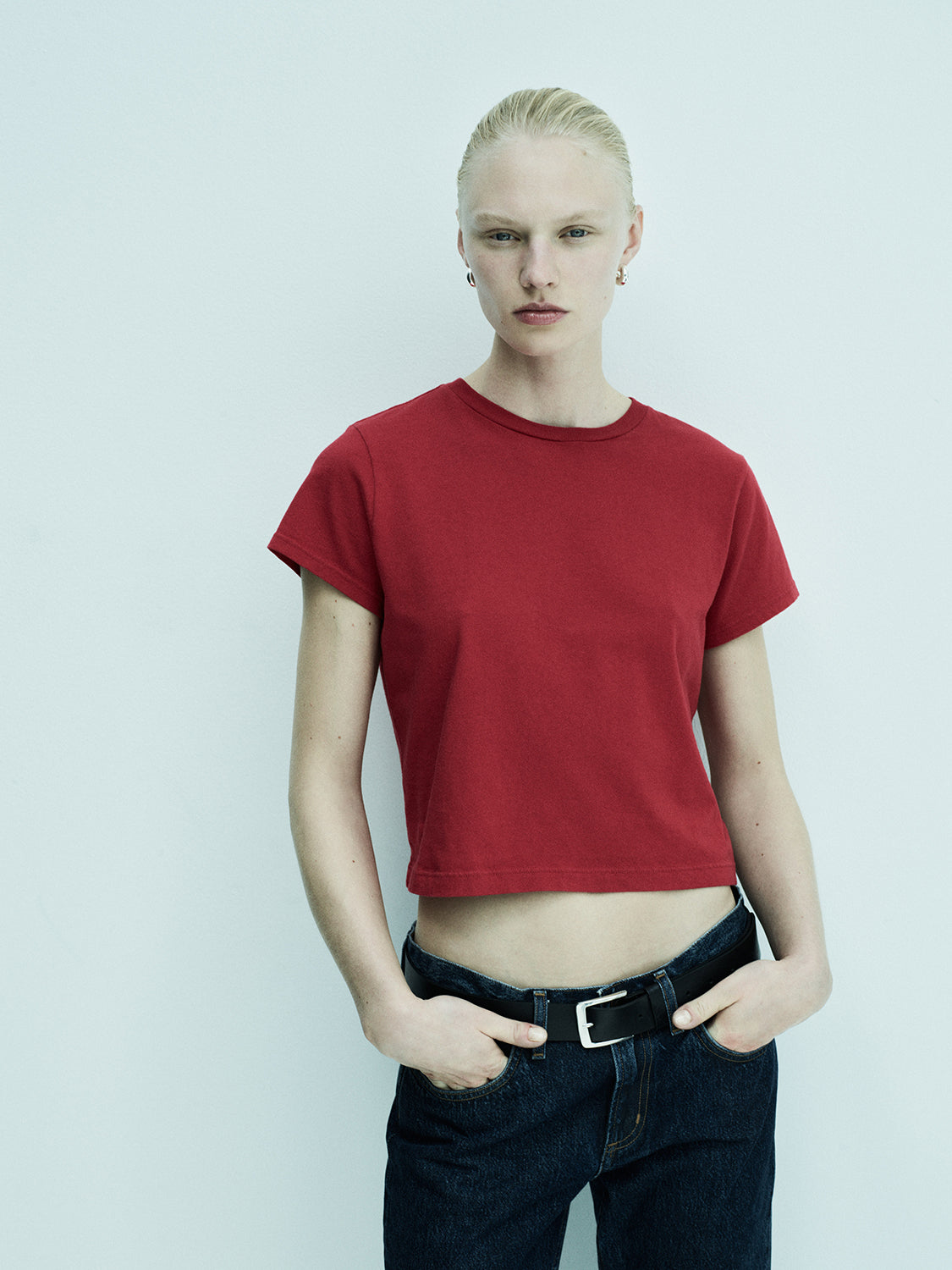 AGOLDE Adine Shrunken Tee - Tomato