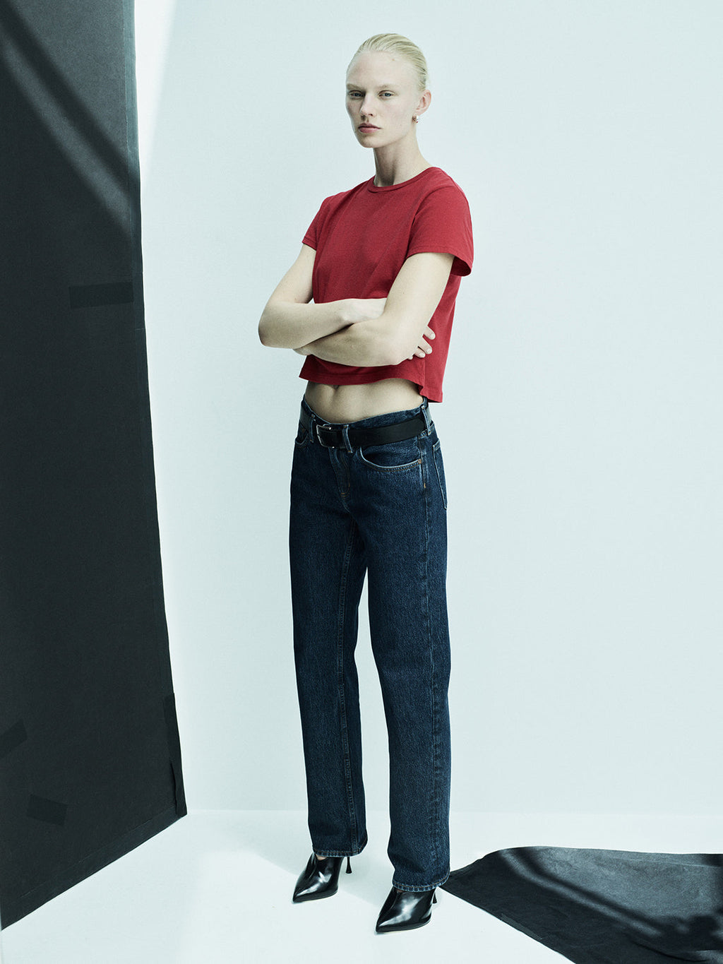 AGOLDE Adine Shrunken Tee - Tomato