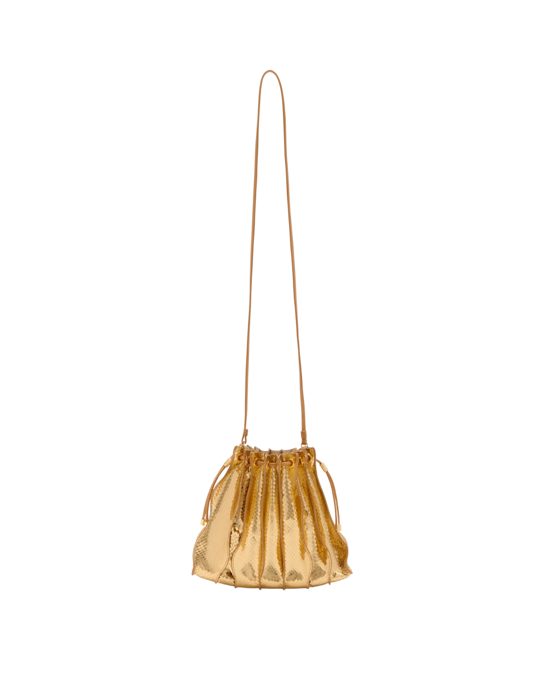 Ulla Johnson Adria Pleated Wave Crossbody Bag - Gold Python
