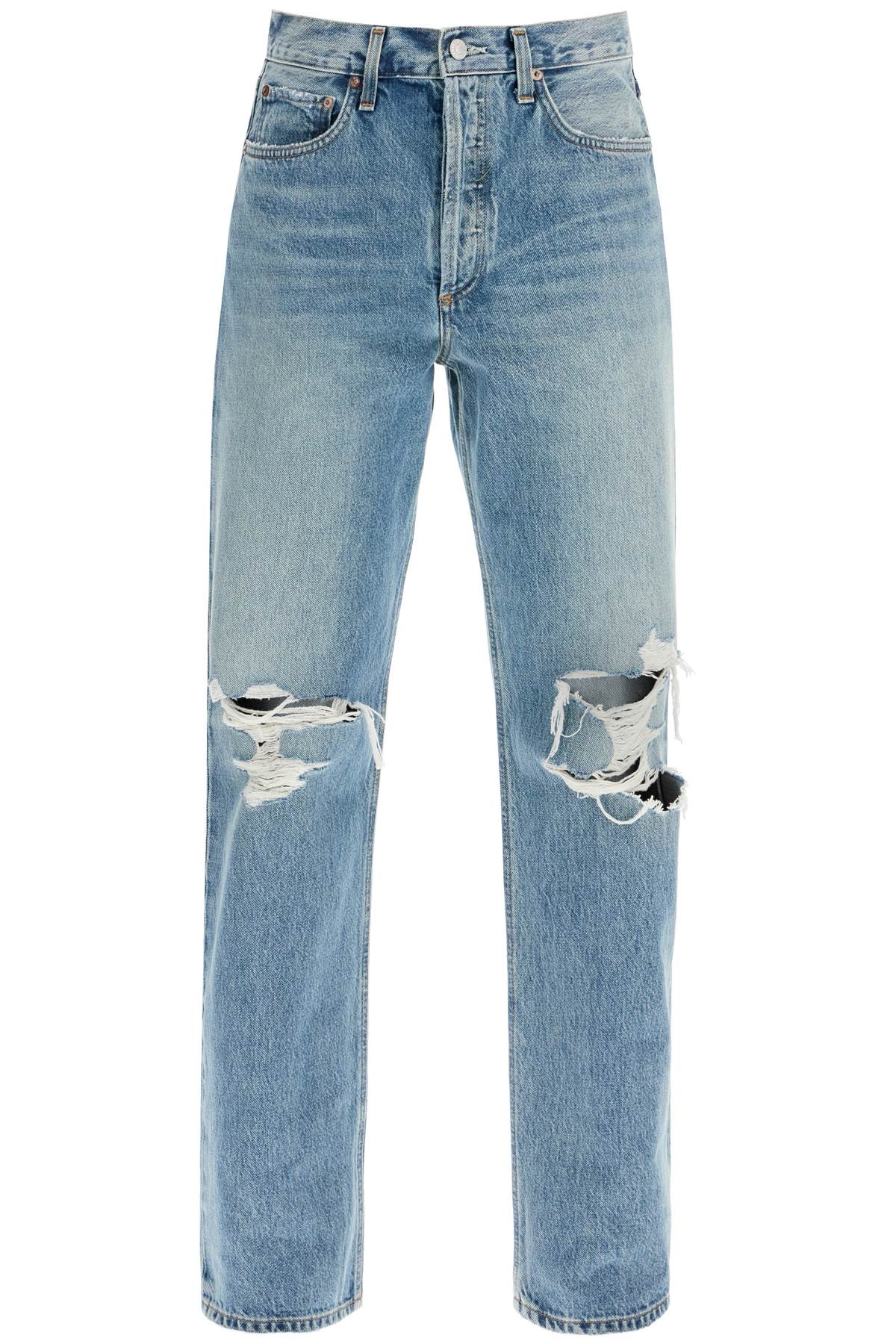 AGOLDE Relaxed Straight Fit Kelly Used Effect Jeans - Blue