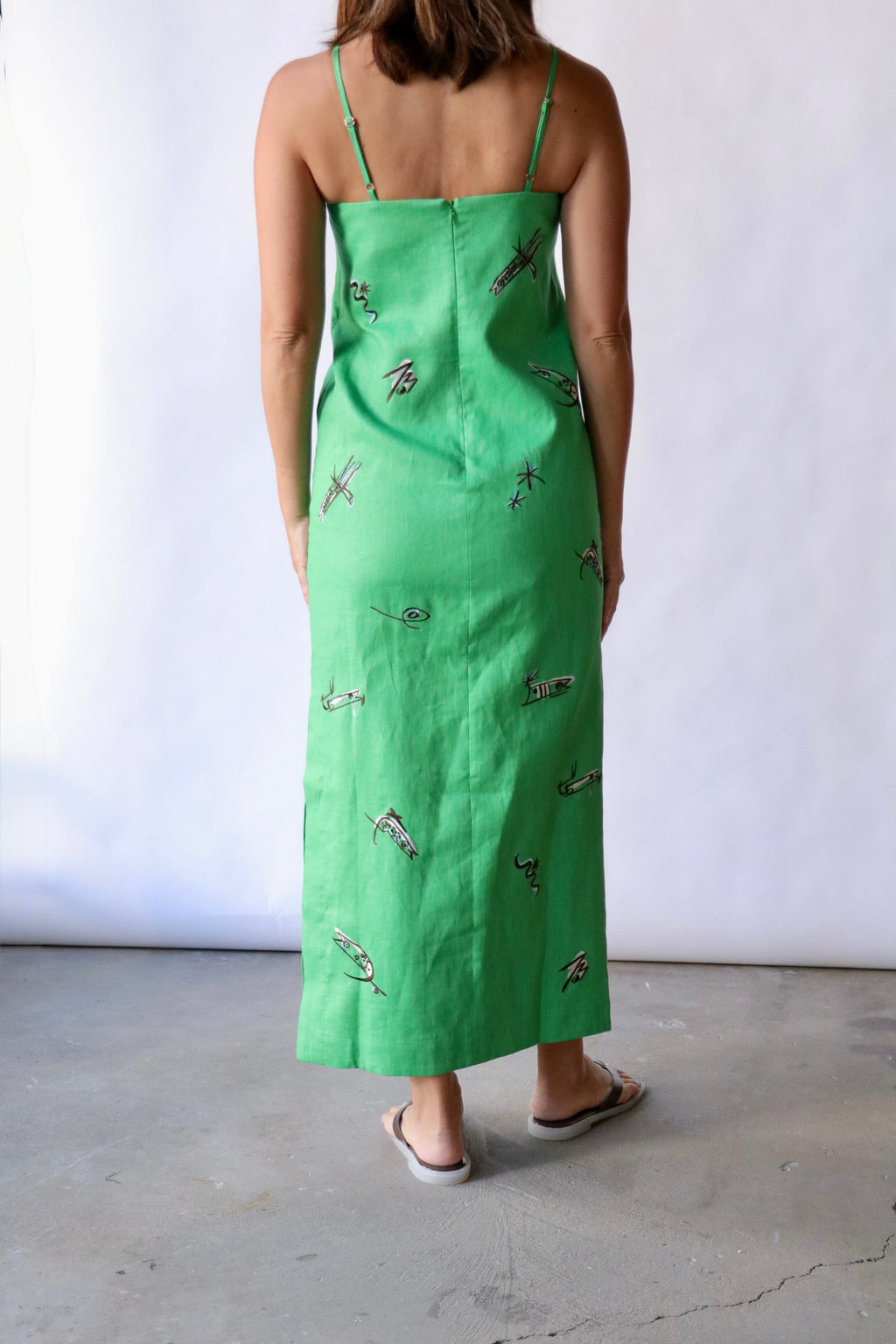 ALÉMAIS Wanda Embroidered Midi Dress - Green