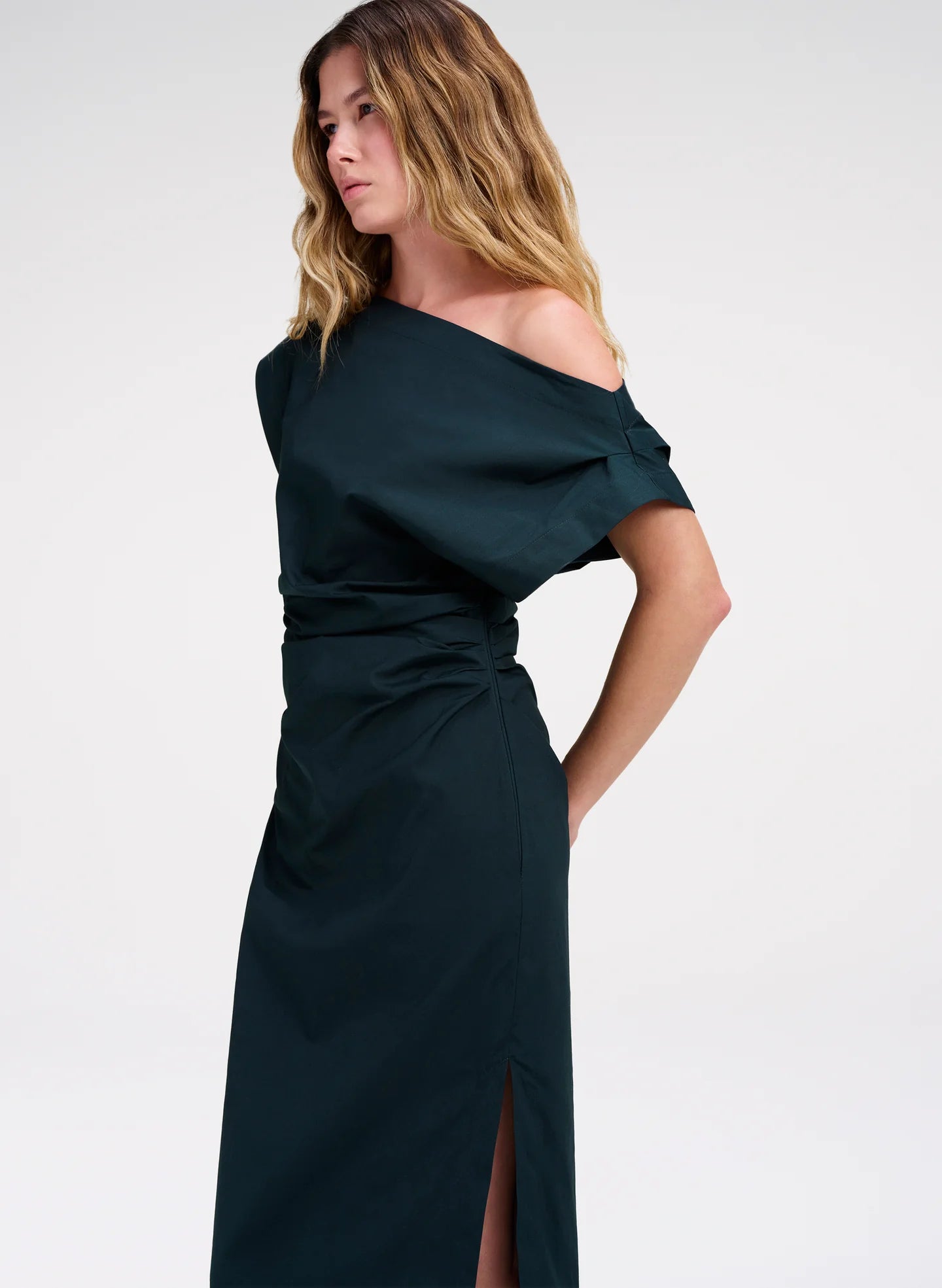 A.L.C. Nara Stretch Cotton Off Shoulder Midi Dress