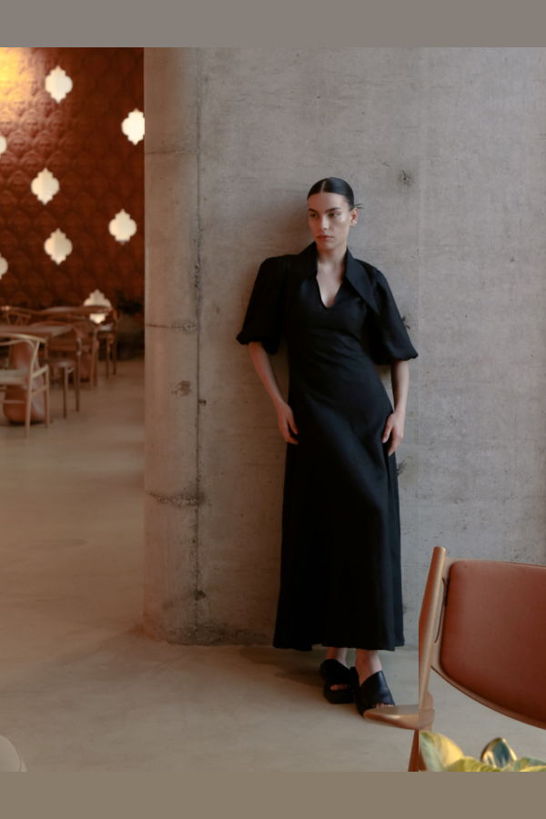 MAET AMARI Maxi Linen Dress - Black