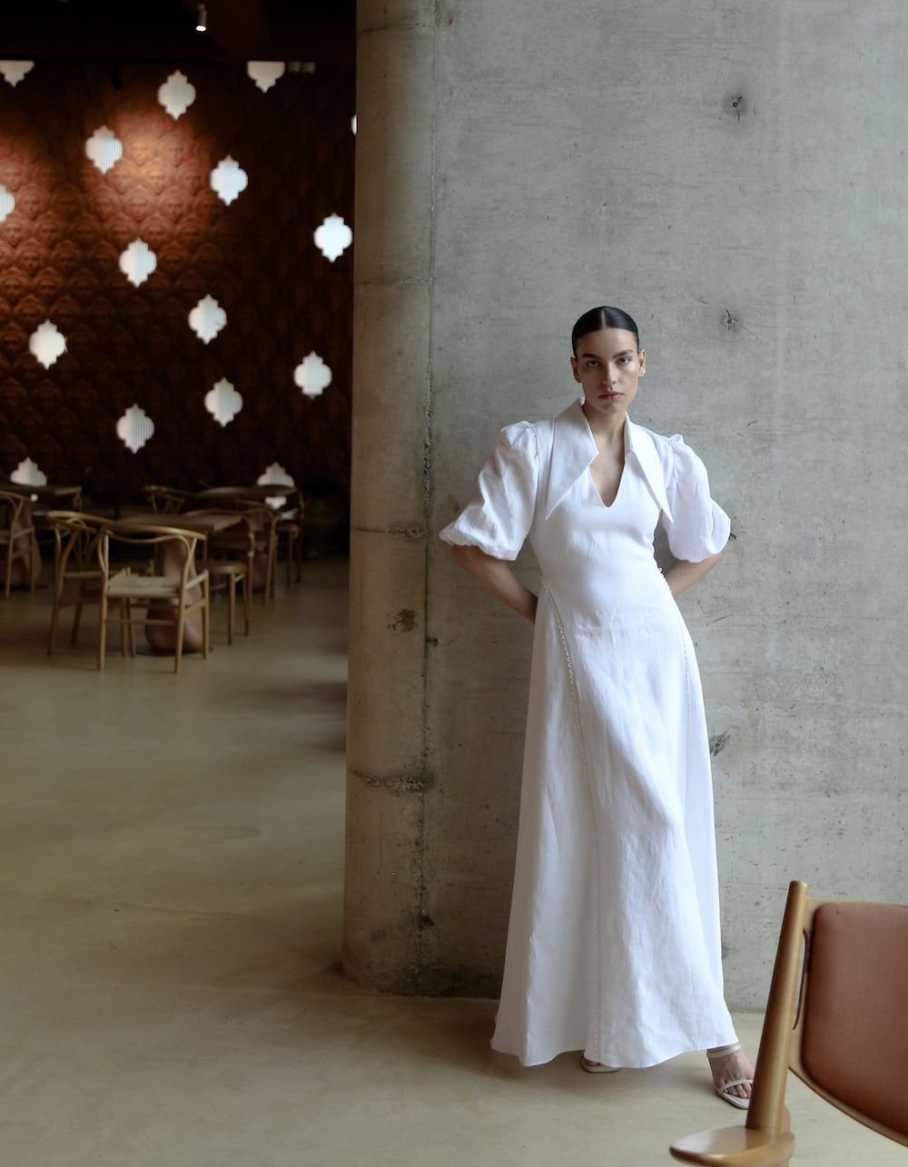 MAET AMARI Maxi White Linen Dress - White