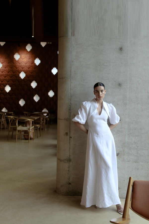 MAET AMARI Maxi White Linen Dress - White