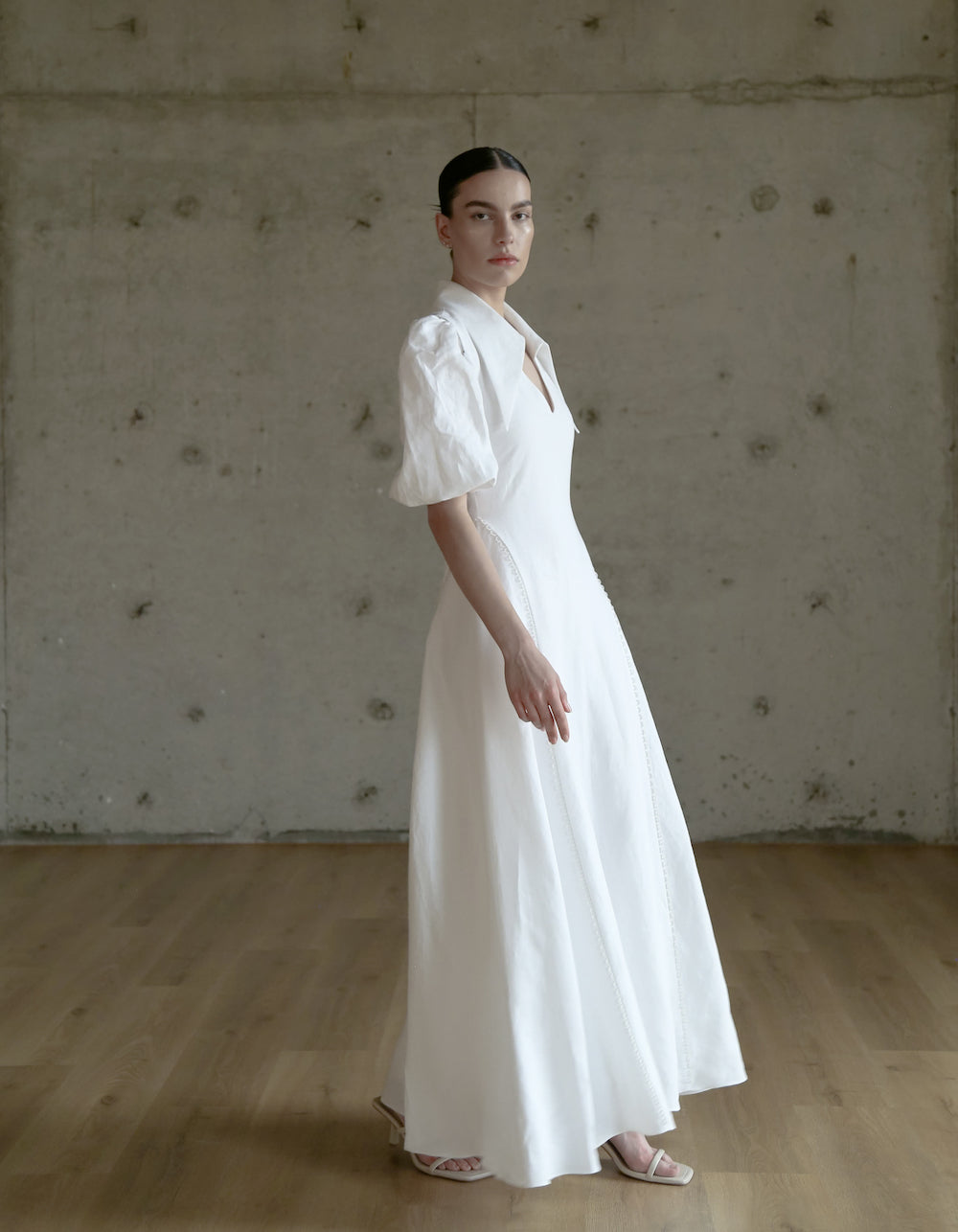 MAET AMARI Maxi White Linen Dress - White