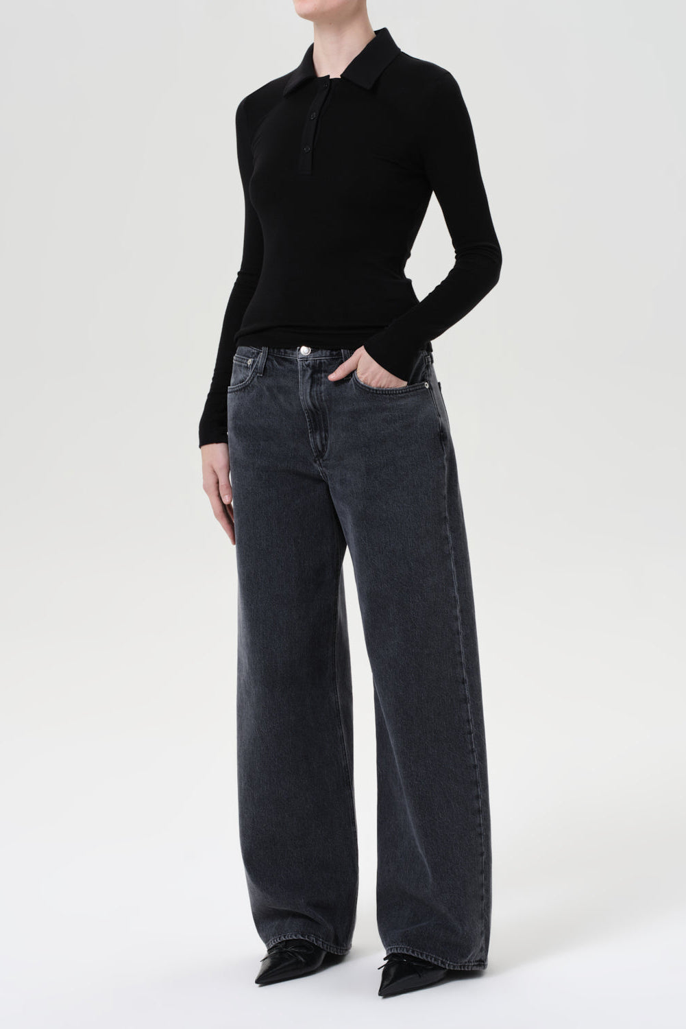 AGOLDE Amos Polo - Black