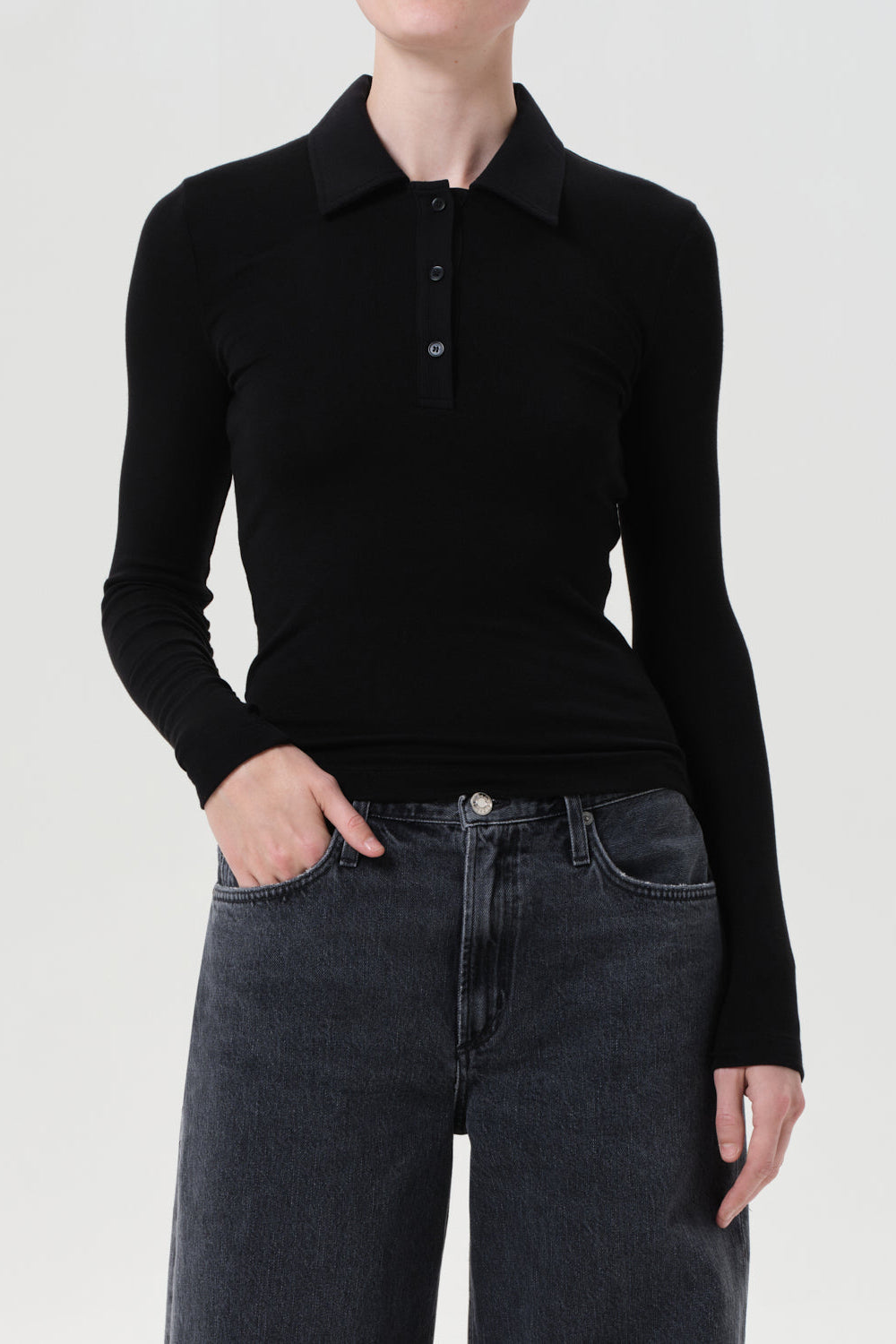 AGOLDE Amos Polo - Black