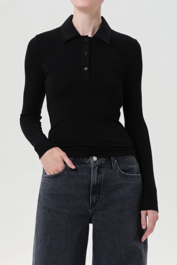 AGOLDE Amos Polo - Black