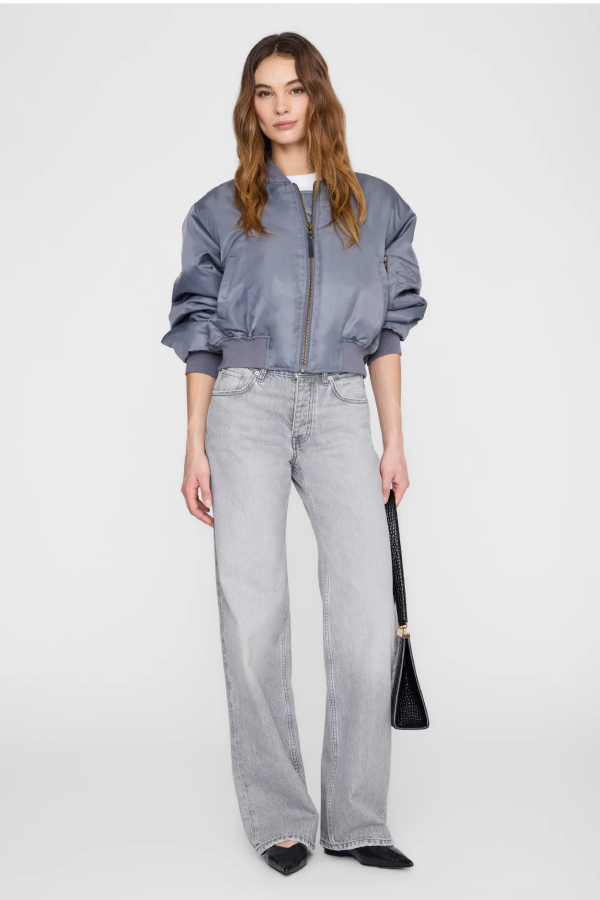 Anine Bing Cropped Leon Bomber Jacket - Dark Grey