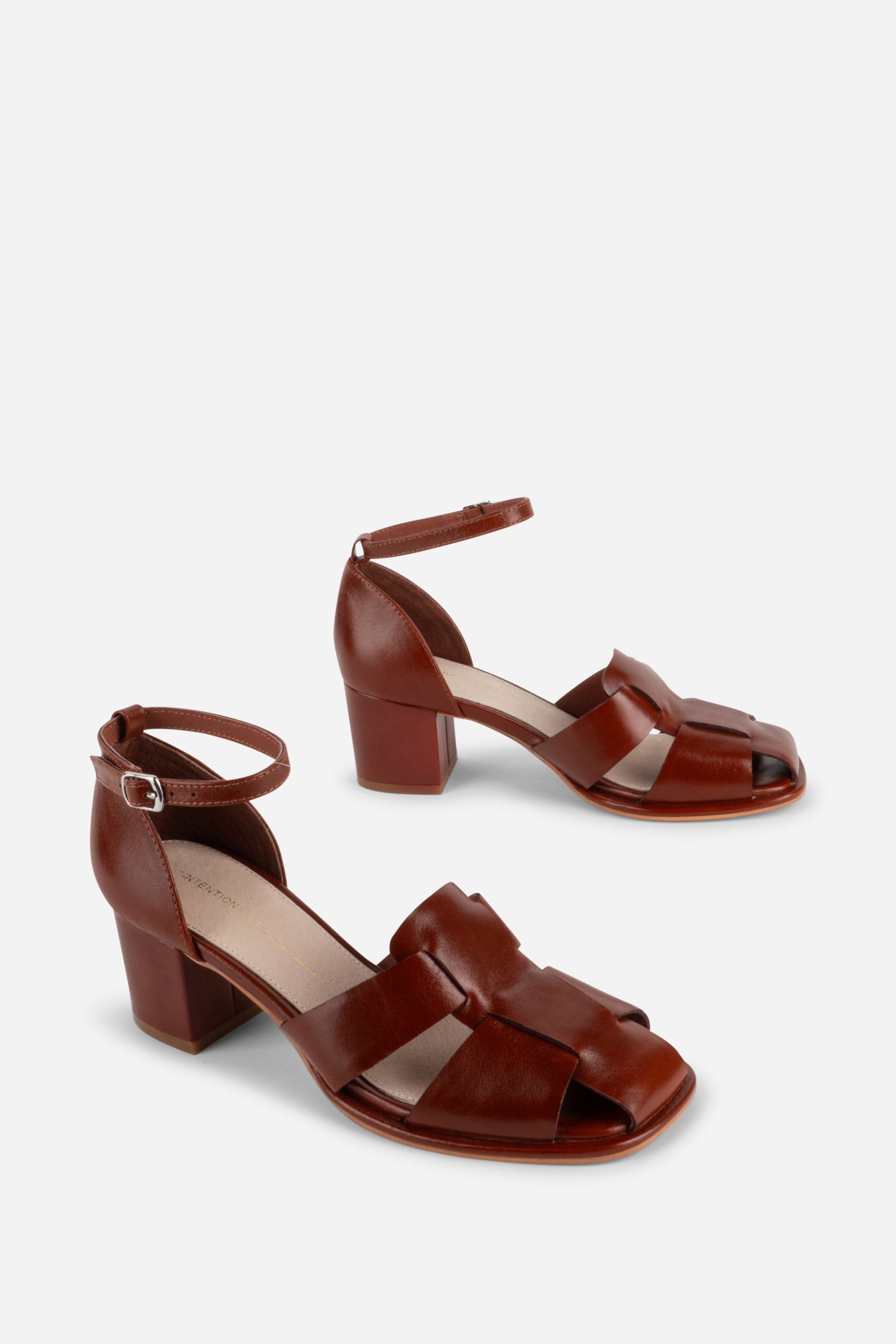 "INTENTIONALLY __________." April Oiled Leather Fisherman Sandal - Cognac