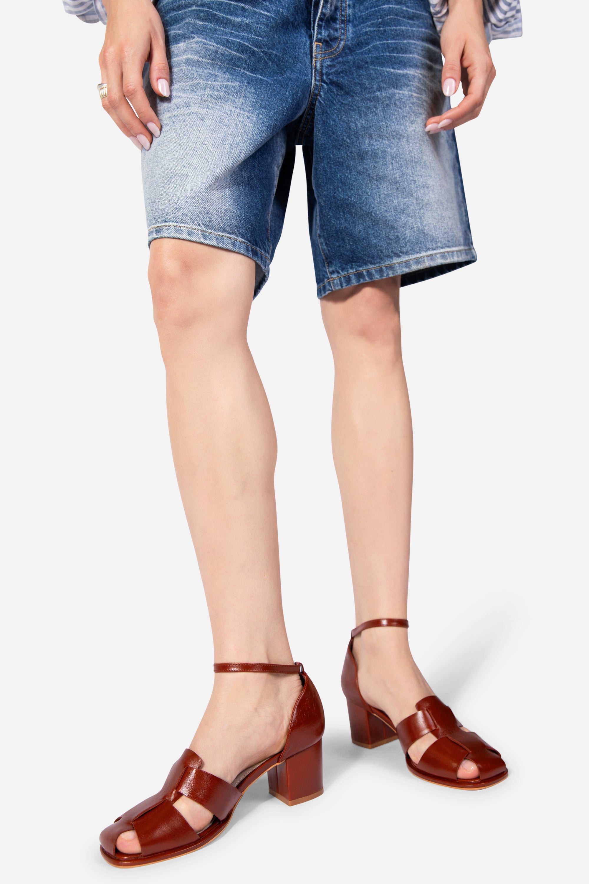 "INTENTIONALLY __________." April Oiled Leather Fisherman Sandal - Cognac