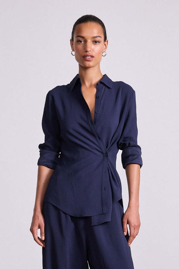 Apiece Apart Sodi Wrap Button Up Top - Midnight