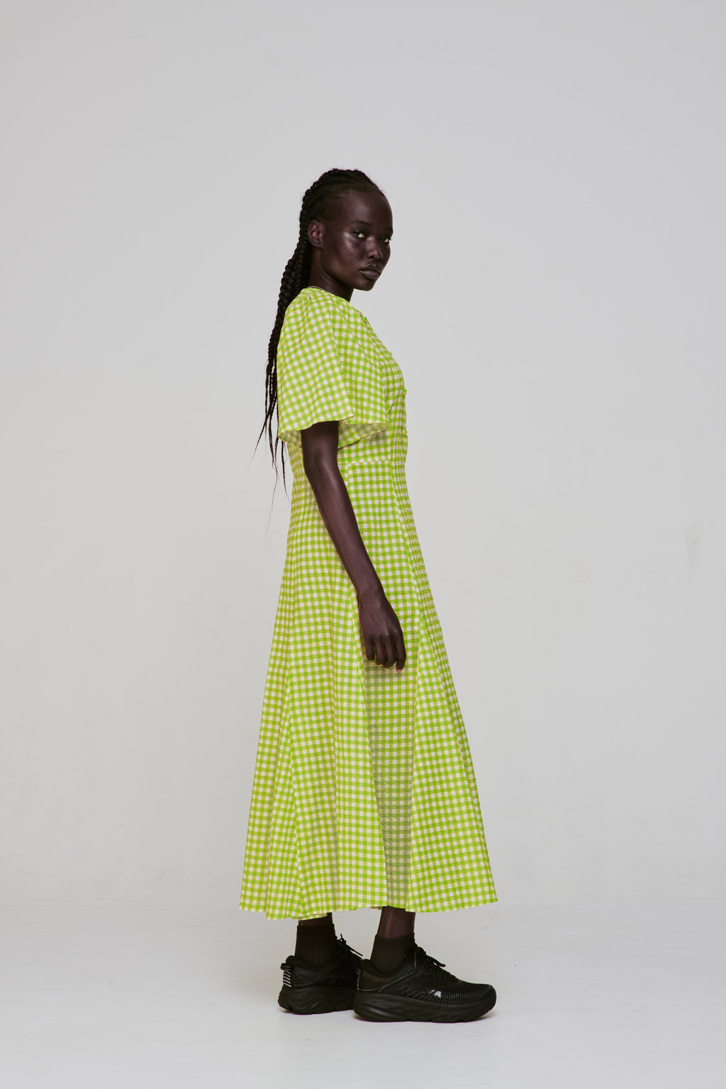 permanent vacation Lykke Dress - Lime Check