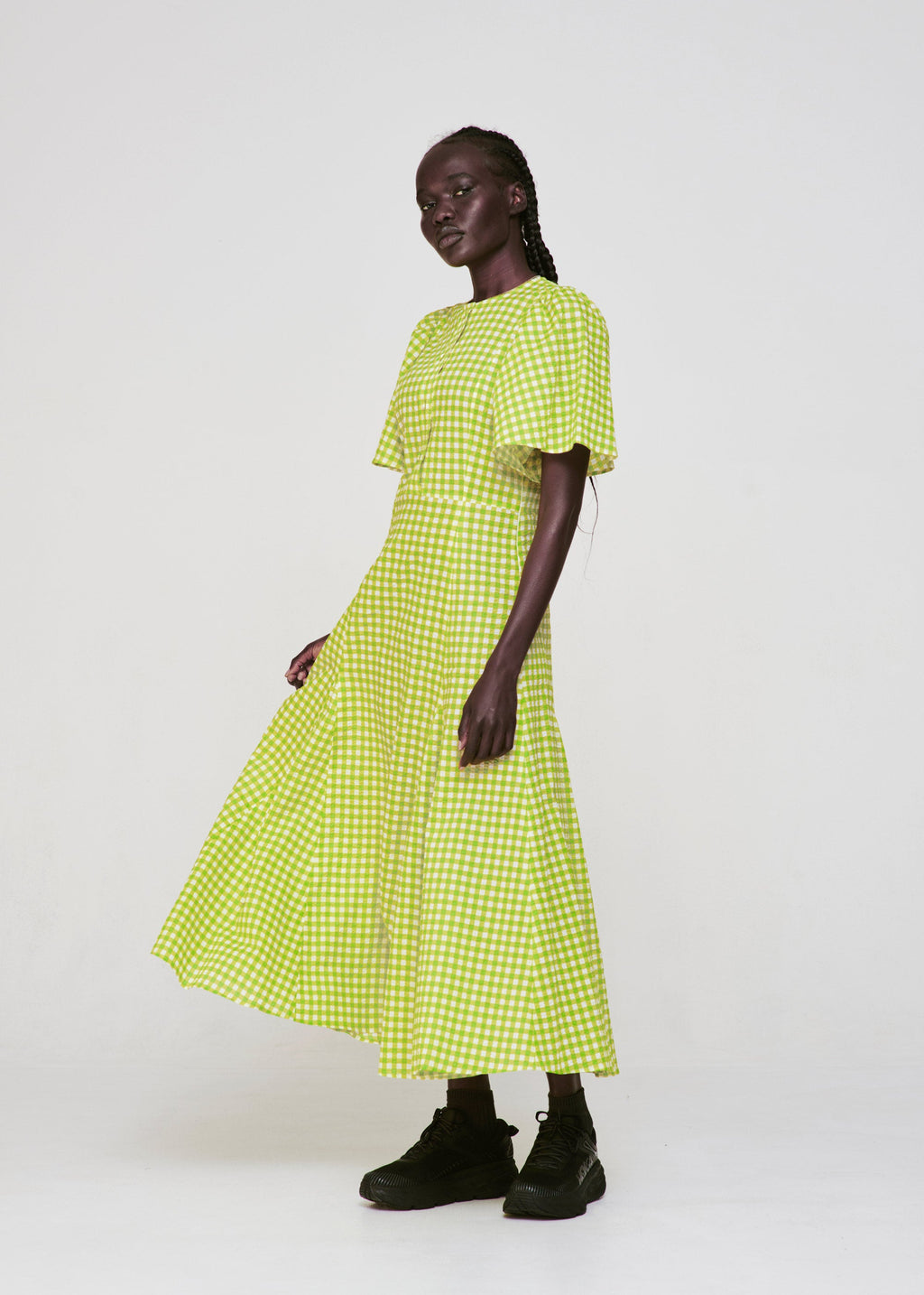 permanent vacation Lykke Dress - Lime Check