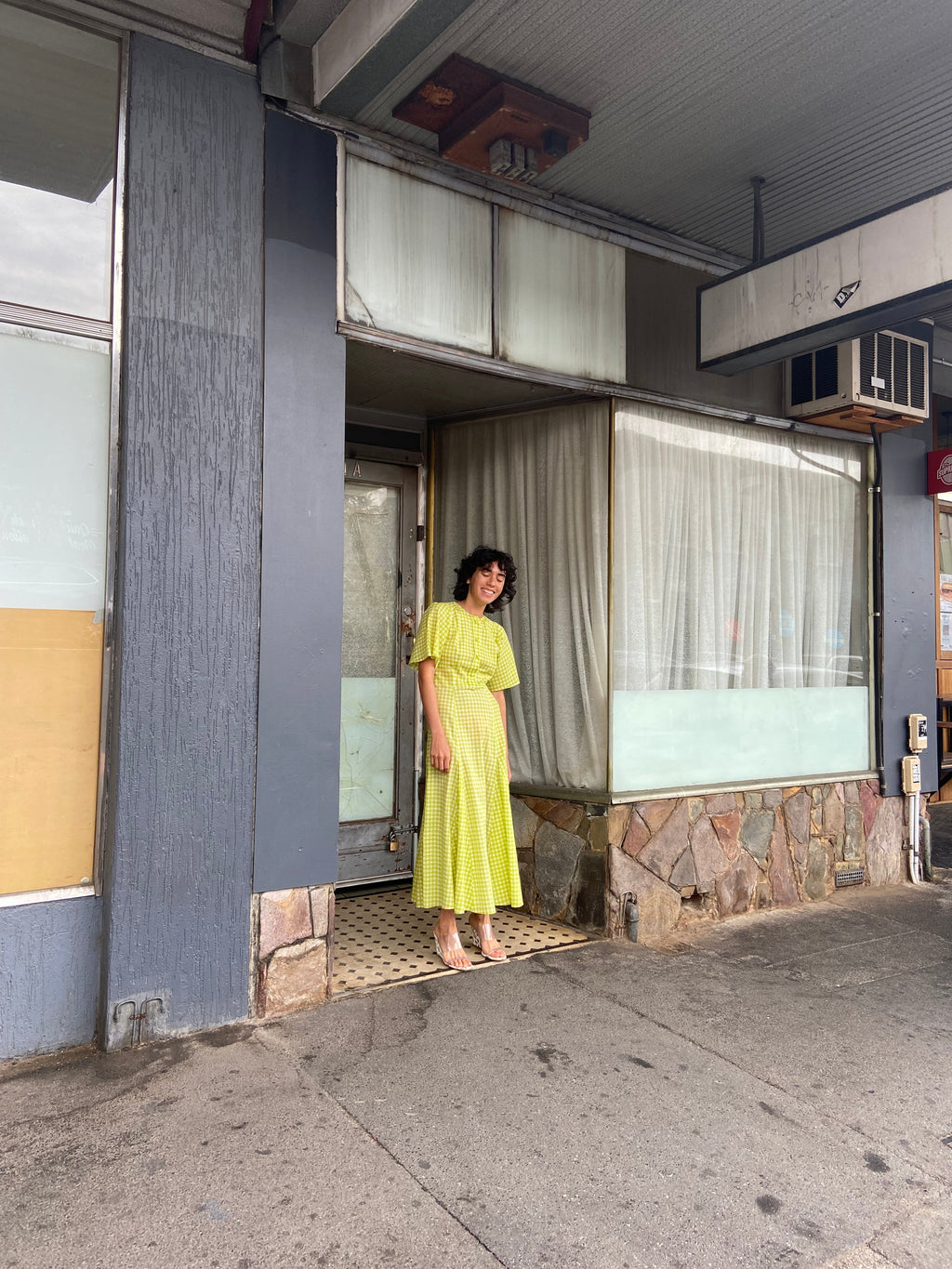 permanent vacation Lykke Dress - Lime Check