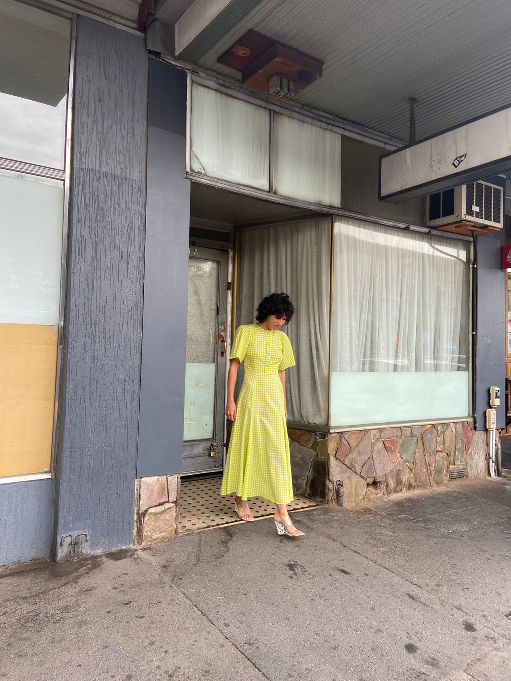 permanent vacation Lykke Dress - Lime Check