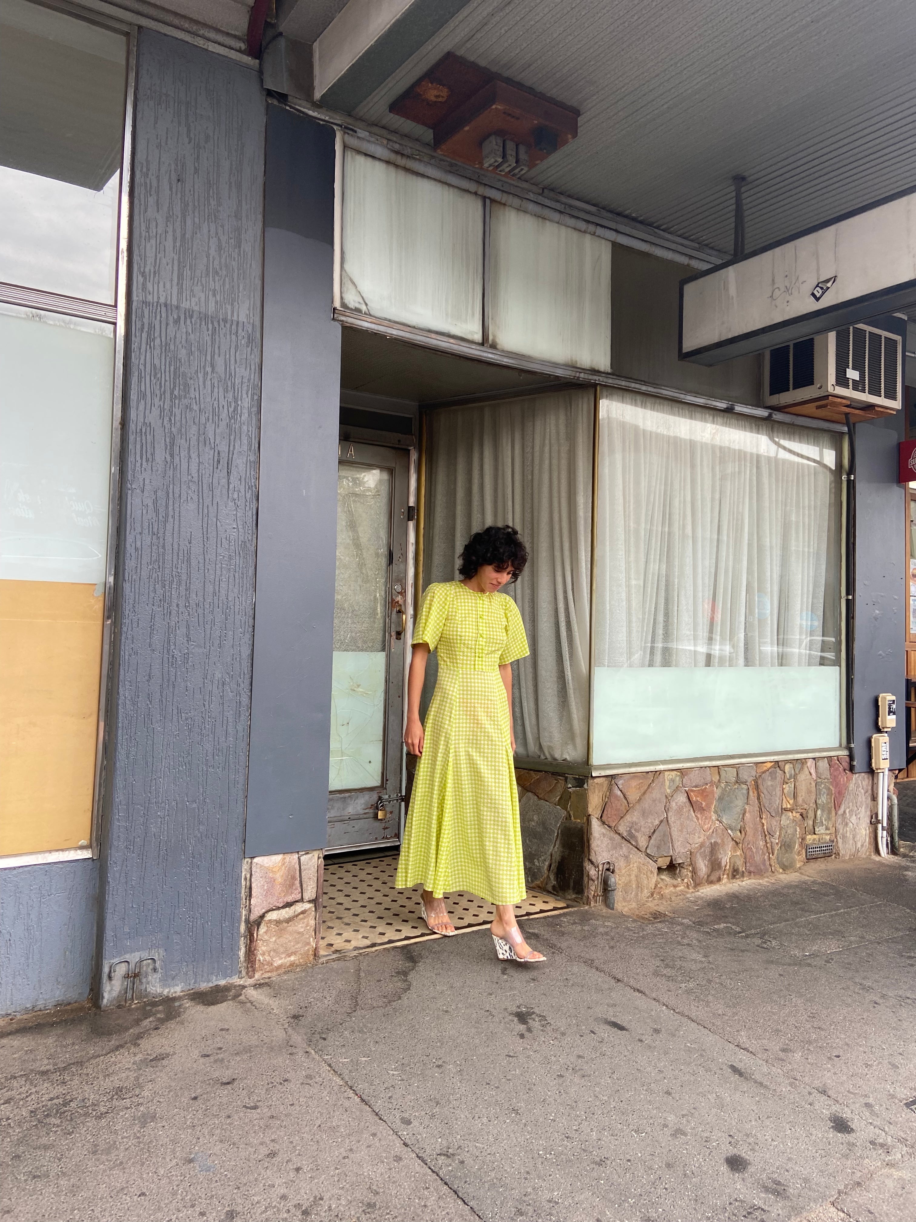 permanent vacation Lykke Dress - Lime Check