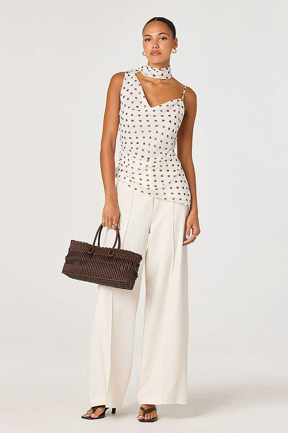 ASTR The Label Adrie Top - Cream Polka Dot
