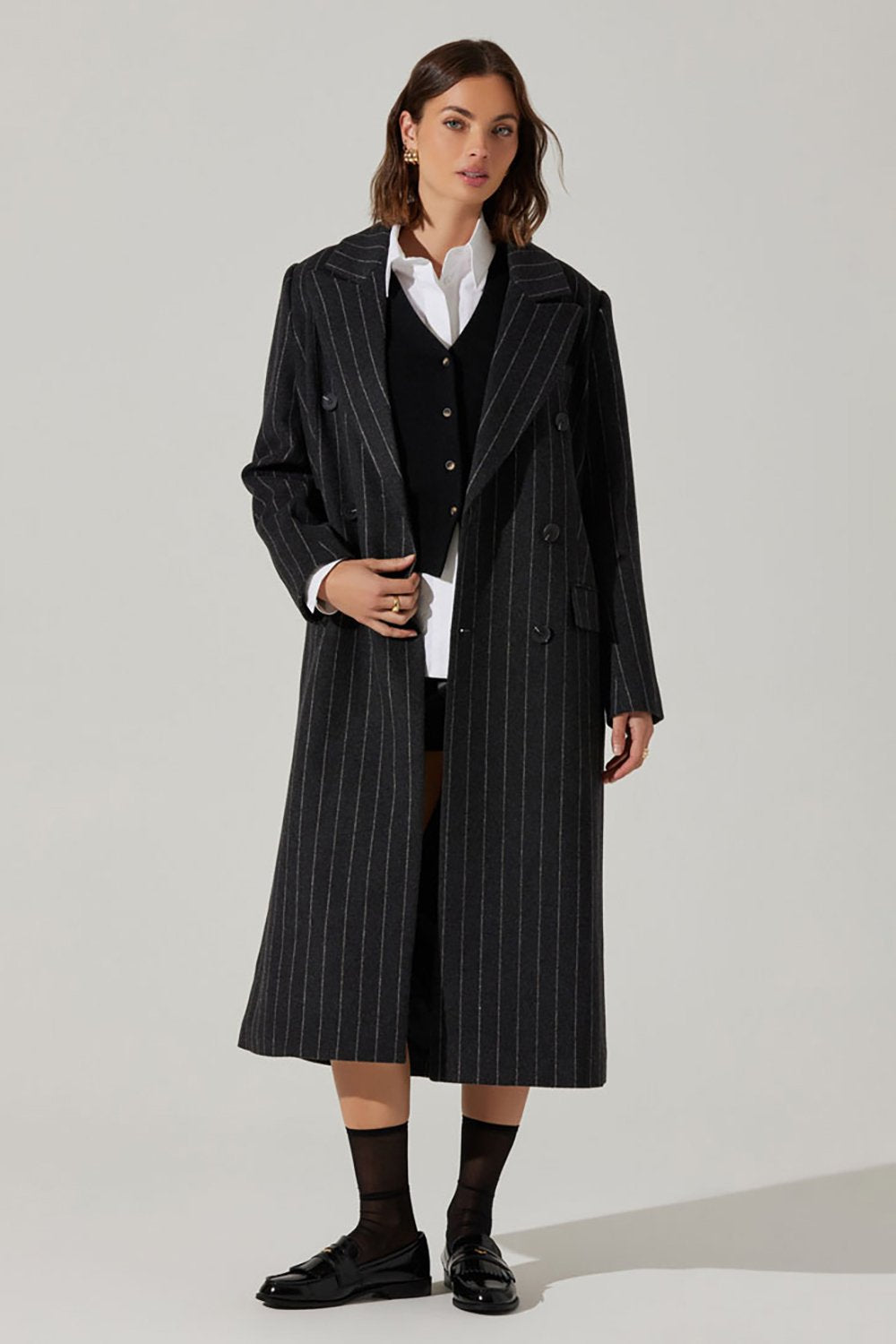 ASTR The Label Morana Coat - Grey Stripe