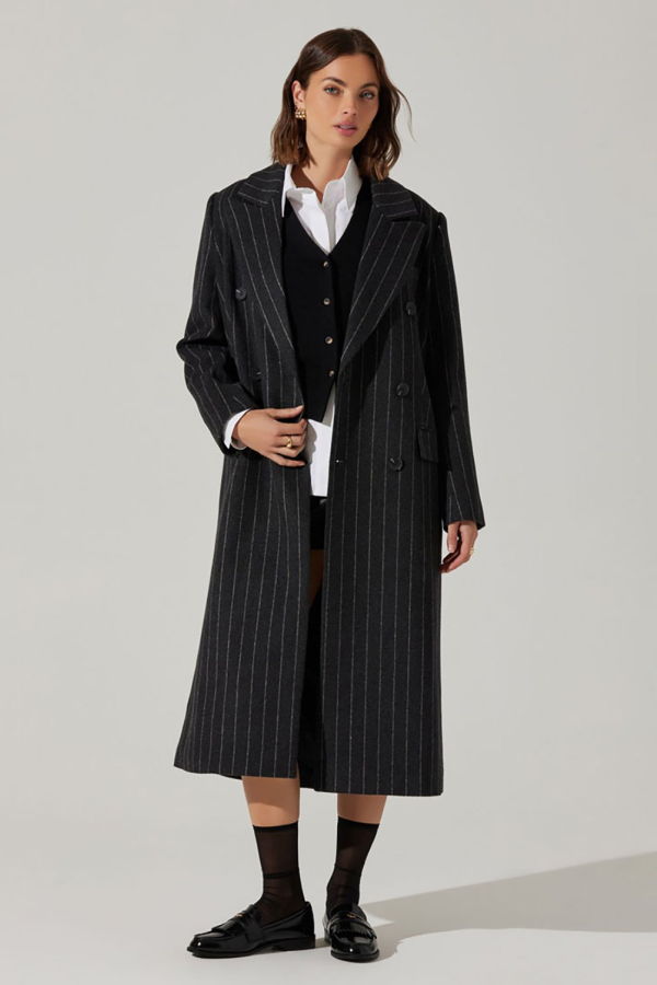 ASTR The Label Morana Coat - Grey Stripe