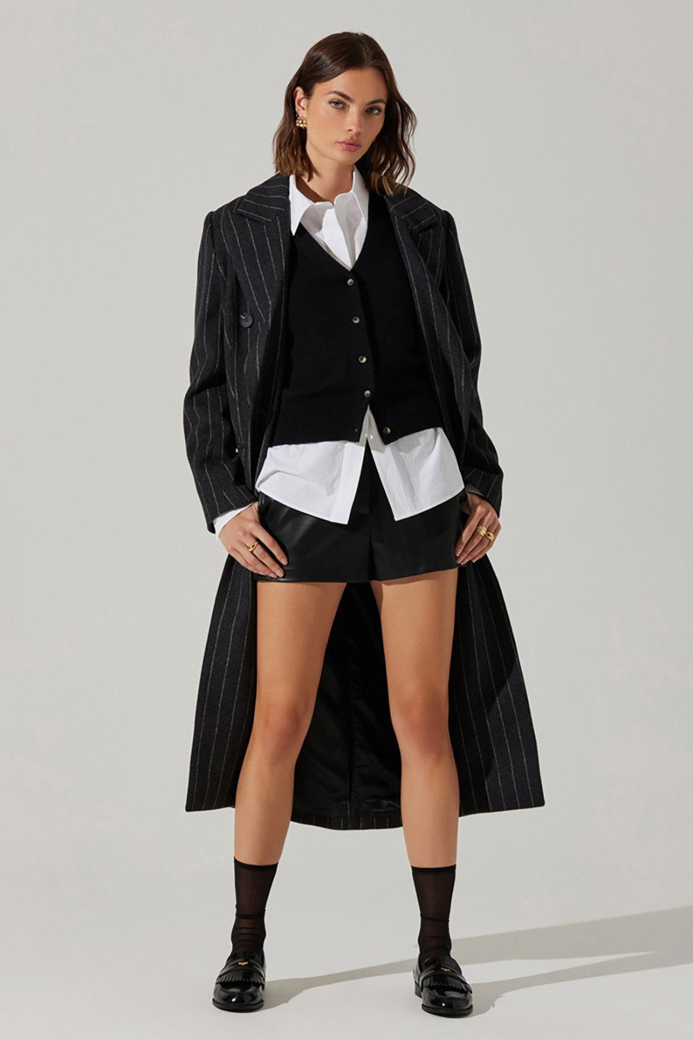 ASTR The Label Morana Coat - Grey Stripe