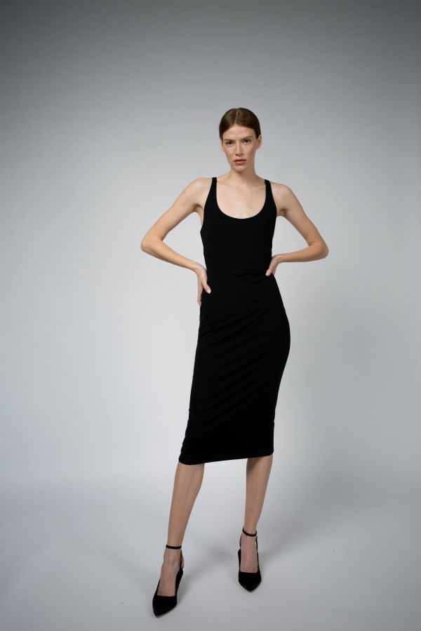 Santicler ASTRID ORGANIC COTTON DRESS WITH BUILT IN BRA - BLACK