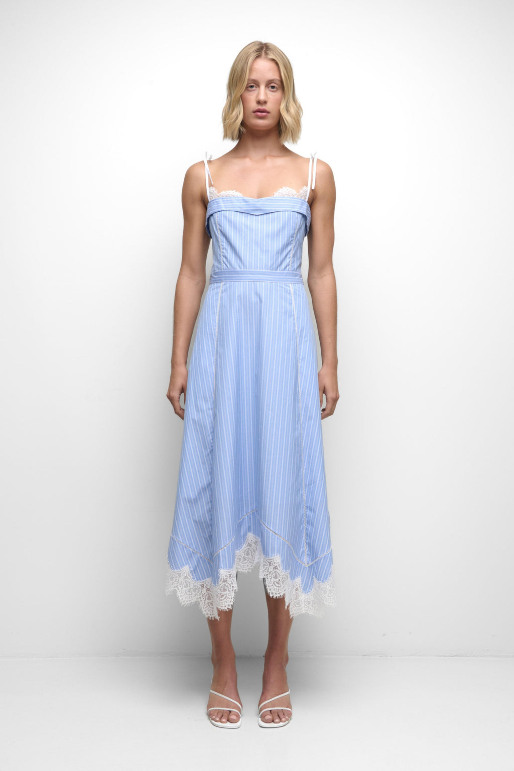 Jonathan Simkhai Avaleigh Cotton Lace Midi Dress - Oxford Blue Stripe