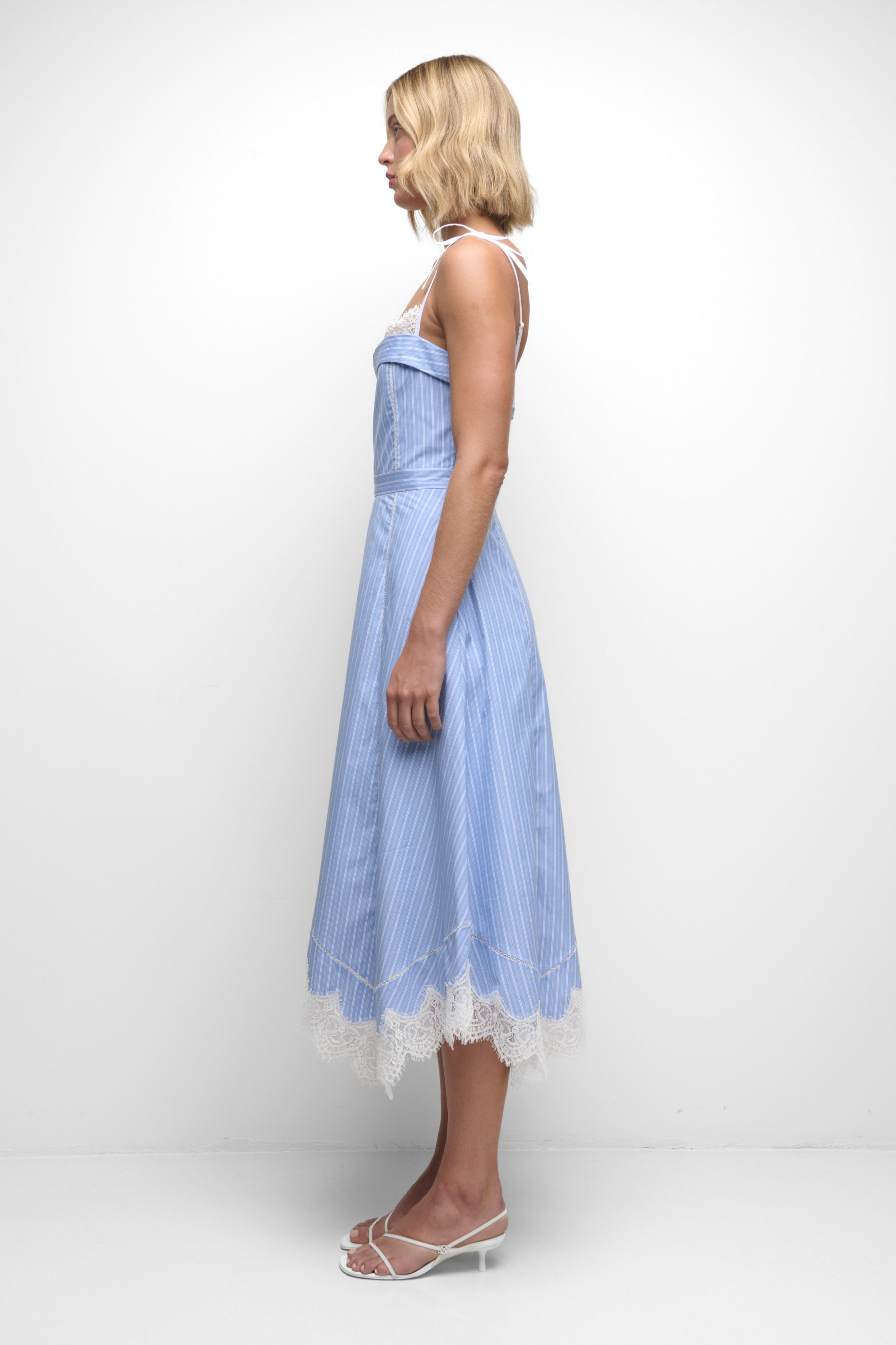 Jonathan Simkhai Avaleigh Cotton Lace Midi Dress - Oxford Blue Stripe