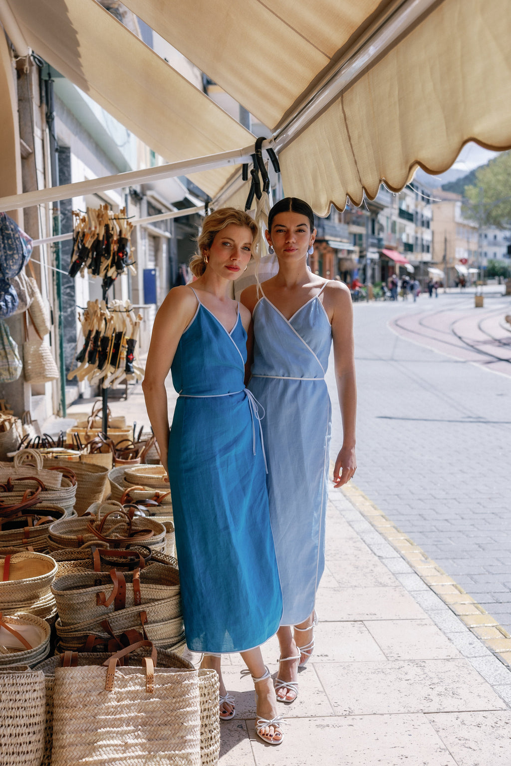 ESYA Azure Linen Wrap Dress - Azure