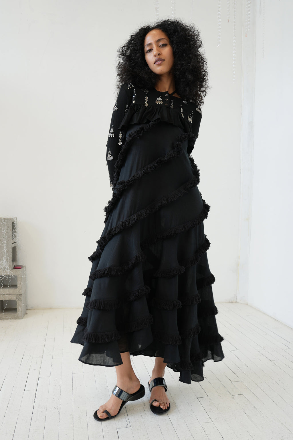 Abacaxi Spiral-Seamed Fringe Dress