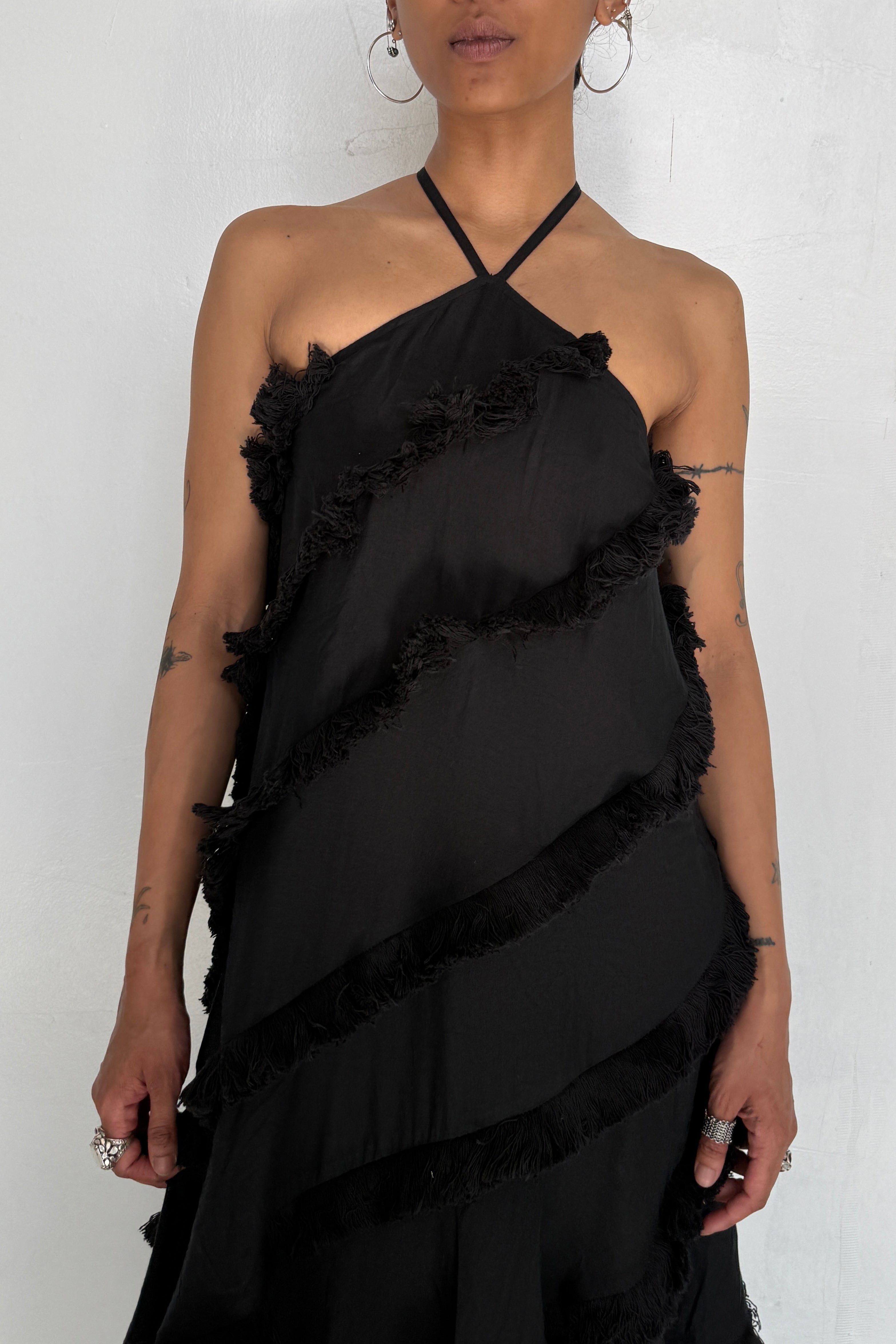 Abacaxi Spiral-Seamed Fringe Dress