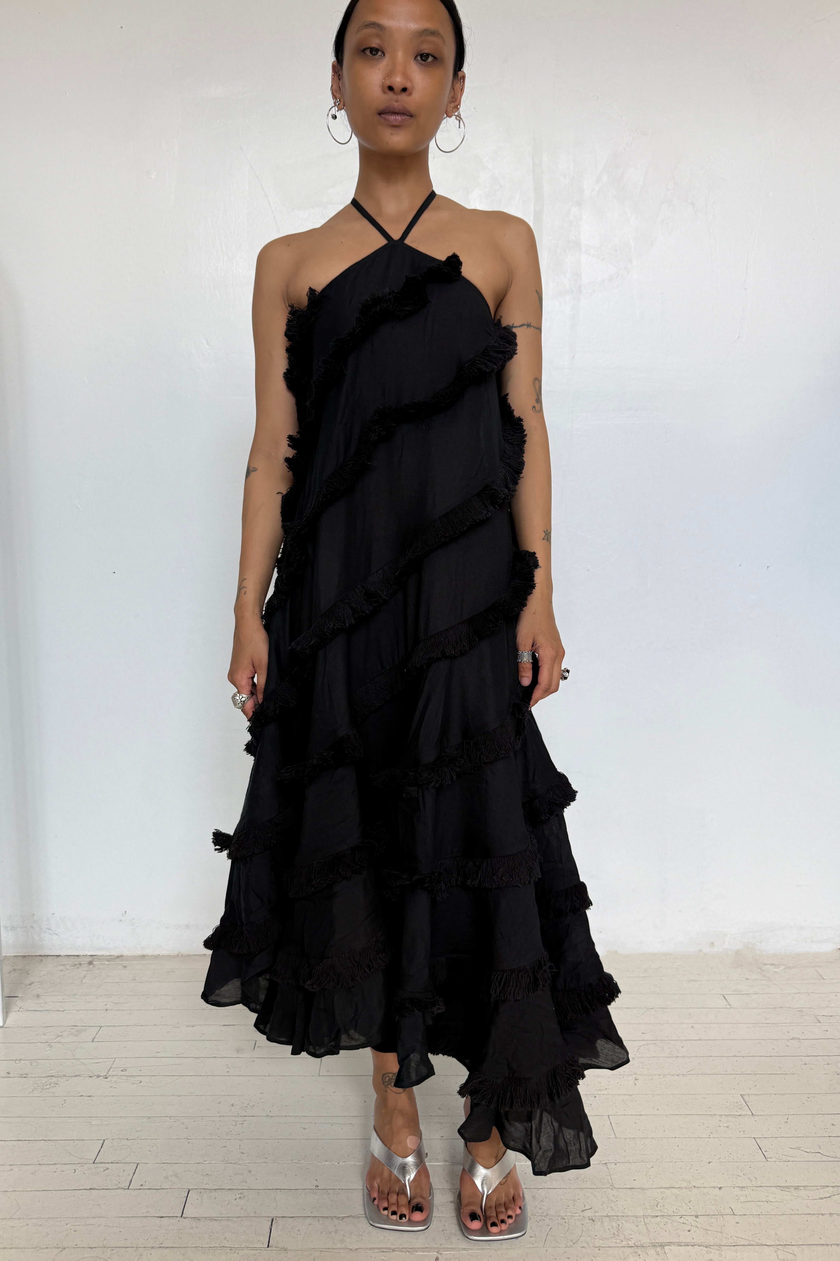 Abacaxi Spiral-Seamed Fringe Dress