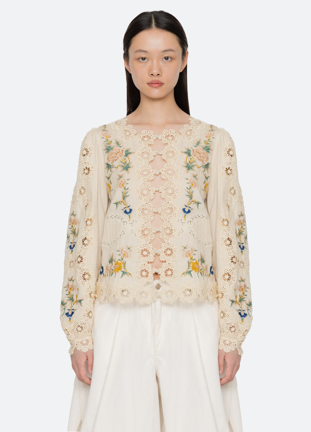 Sea NY Adonna Long Sleeve Top - Cream
