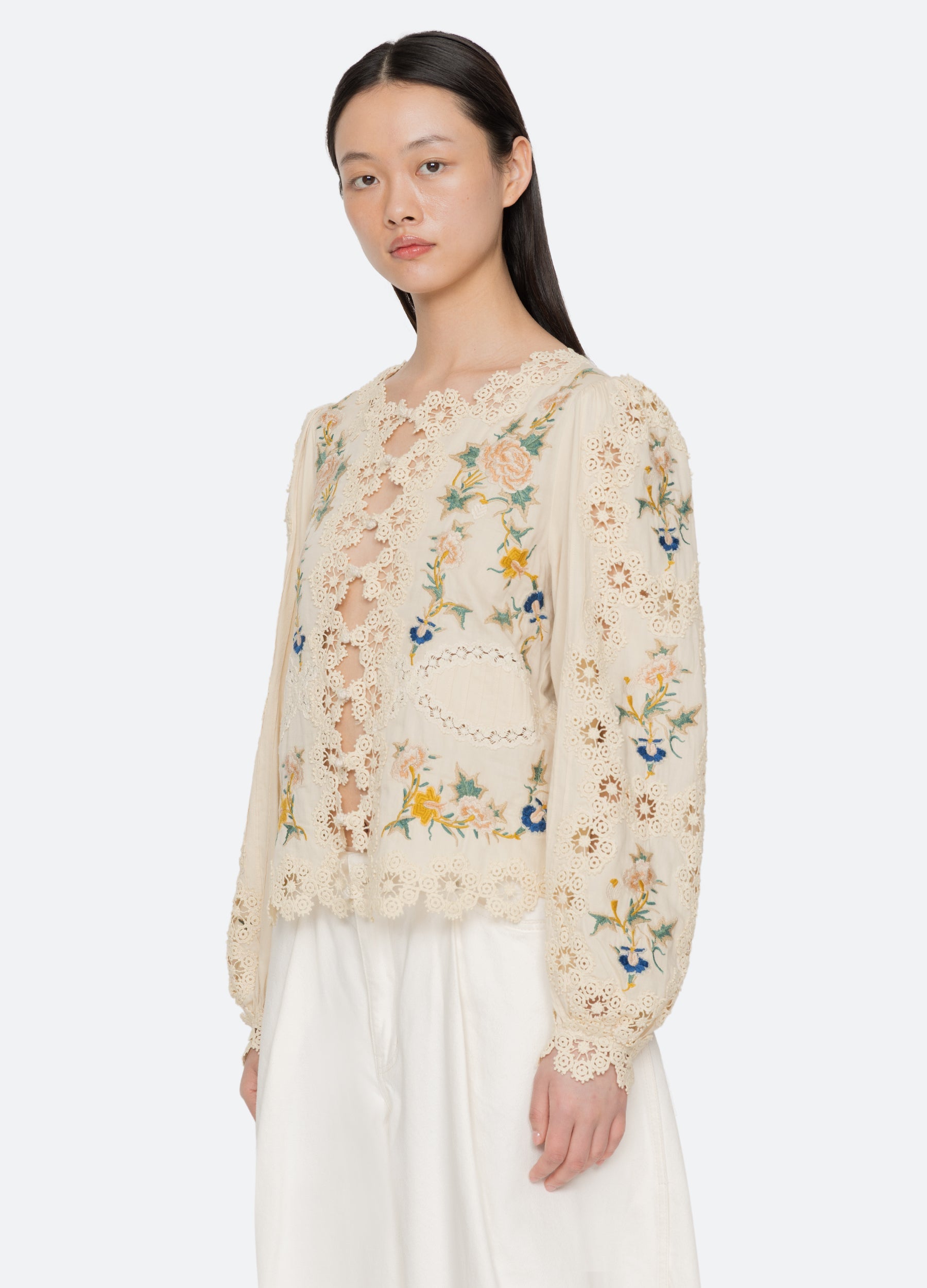 Sea NY Adonna Long Sleeve Top - Cream