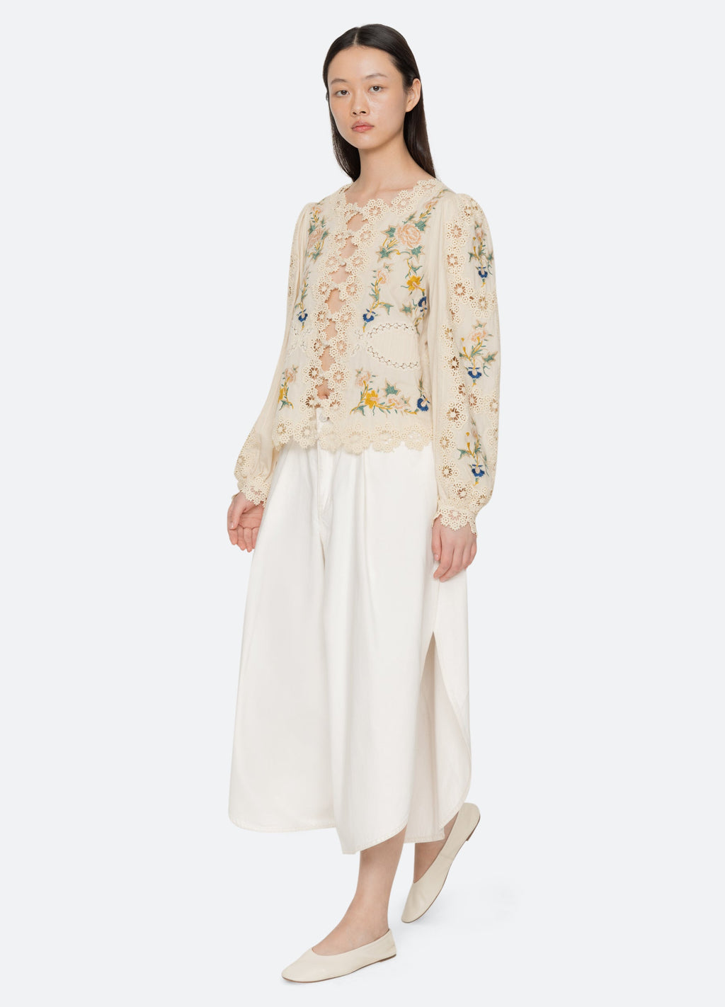 Sea NY Adonna Long Sleeve Top - Cream