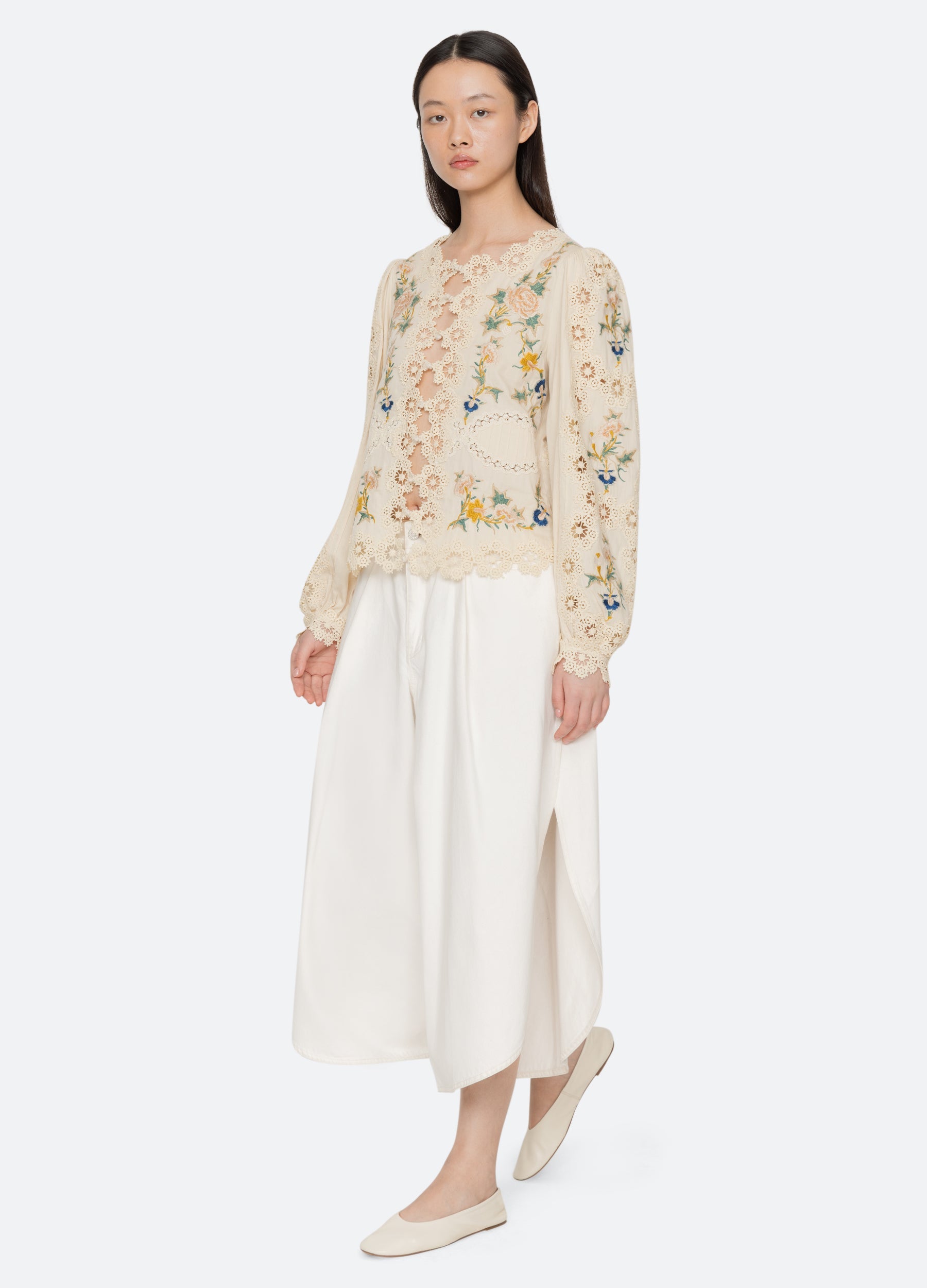 Sea NY Adonna Long Sleeve Top - Cream
