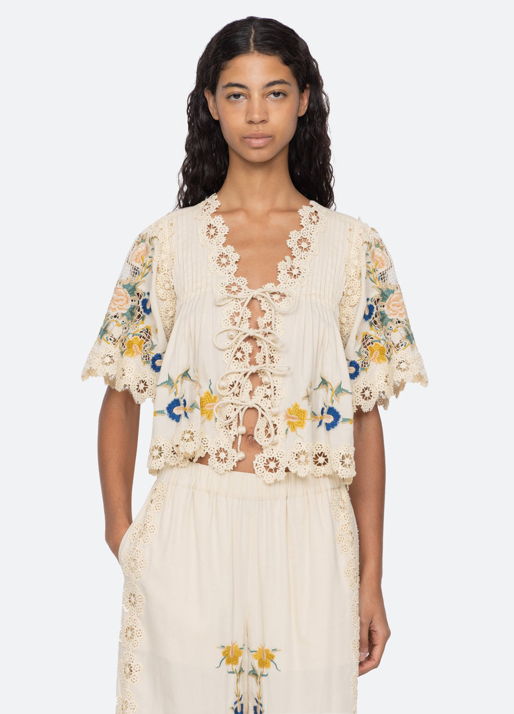 Sea NY Adonna Short Sleeve Top - Cream