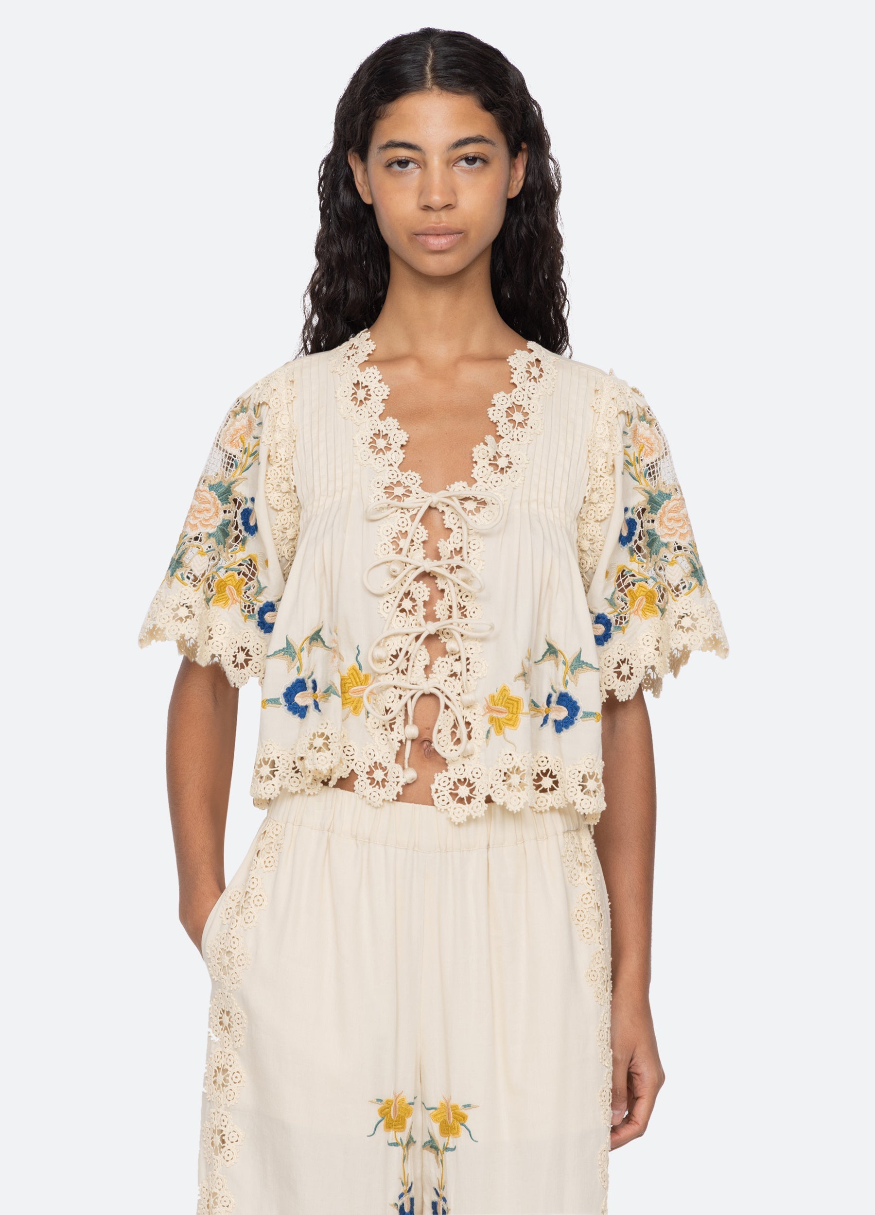 Sea NY Adonna Short Sleeve Top - Cream