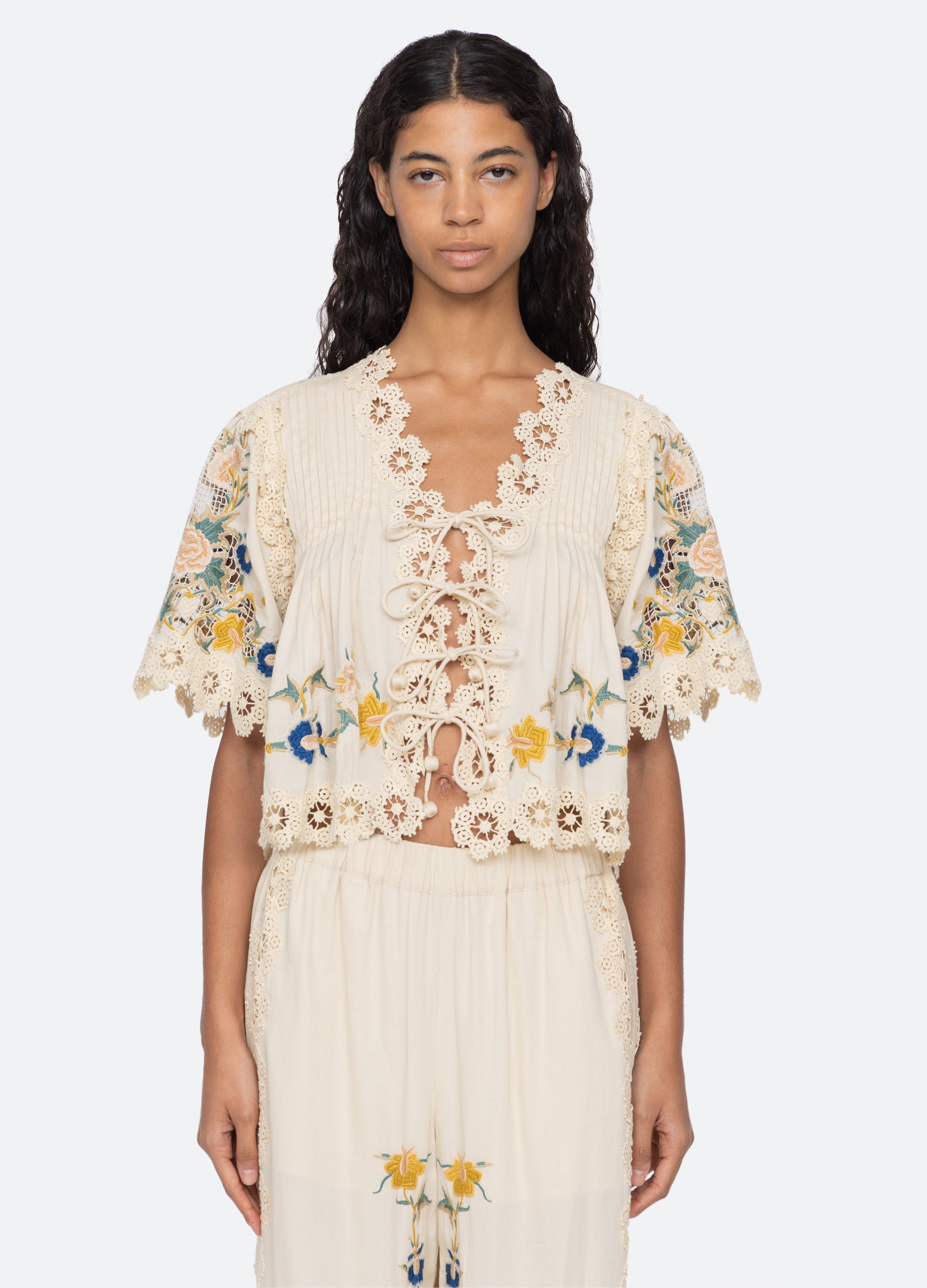 Sea NY Adonna Short Sleeve Top - Cream