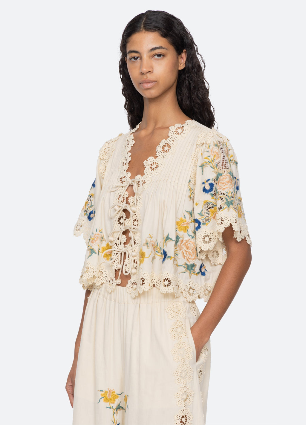 Sea NY Adonna Short Sleeve Top - Cream