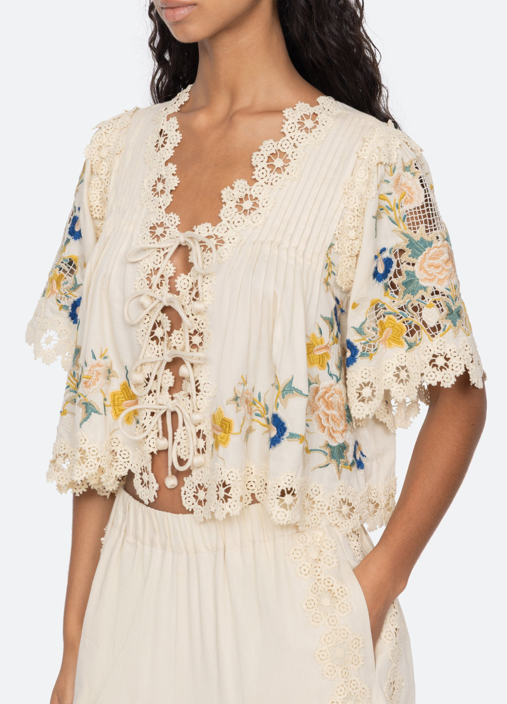 Sea NY Adonna Short Sleeve Top - Cream