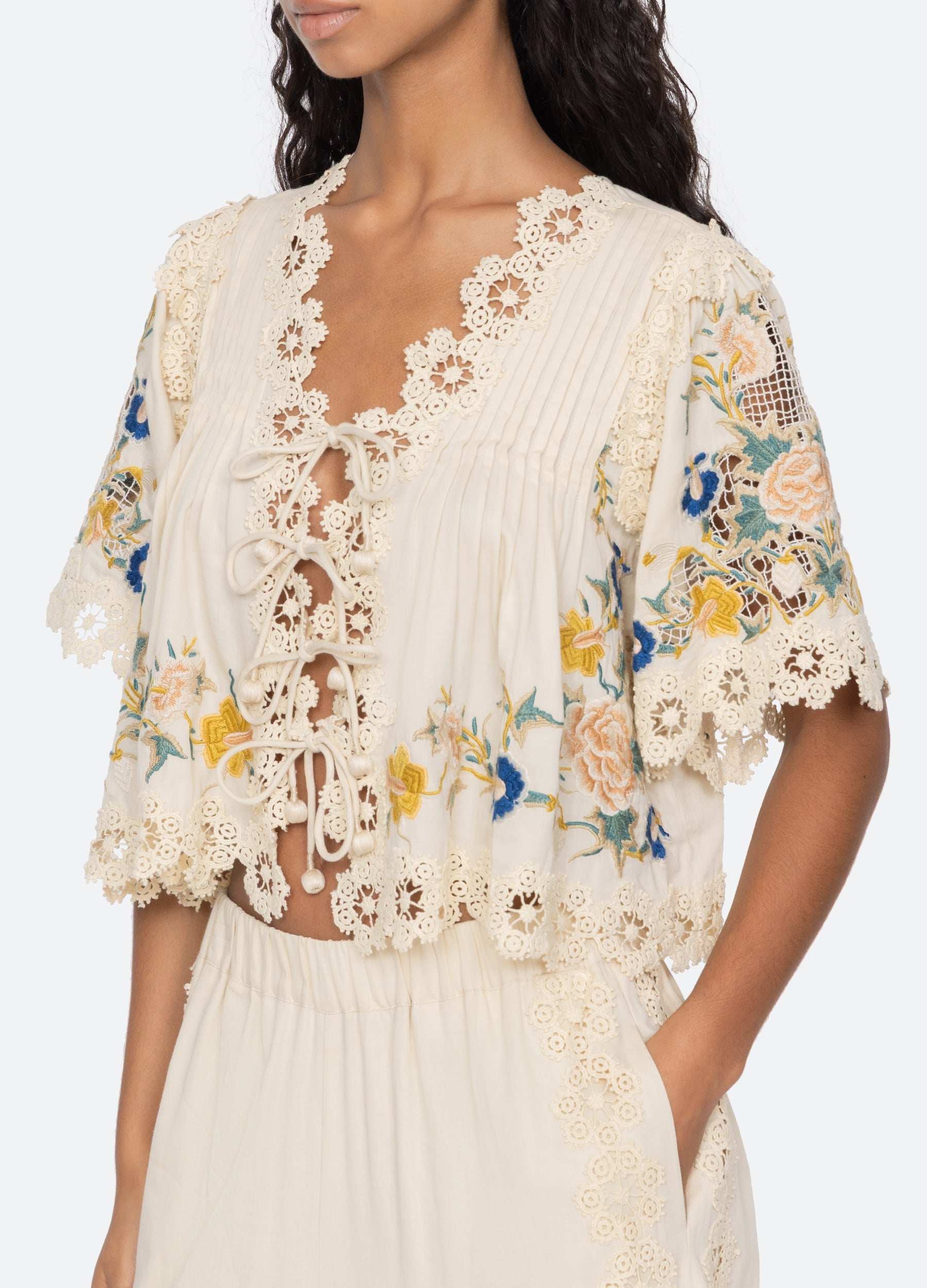 Sea NY Adonna Short Sleeve Top - Cream